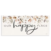 Stupell Industries Our Happy Place Florals Botanical & Floral Painting Unframed Art Print Wall Art, 17 x 7