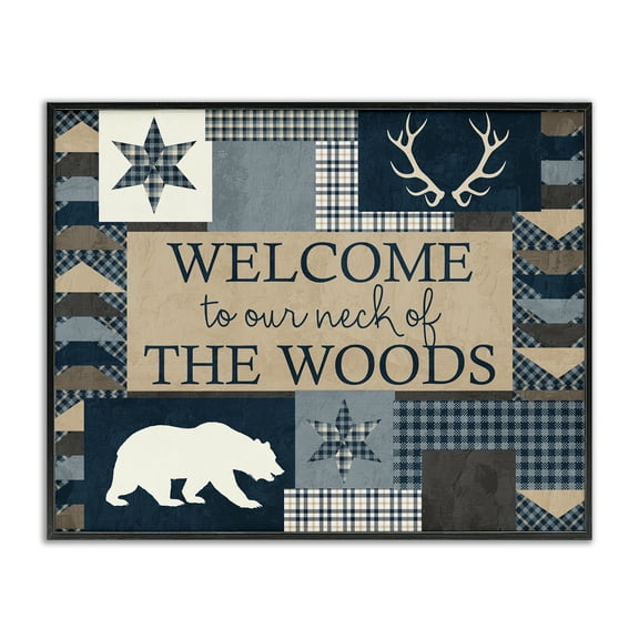 Stupell Industries Our Neck of Woods Motif Black Framed Giclee Art design by Kim Allen, 11 x 14