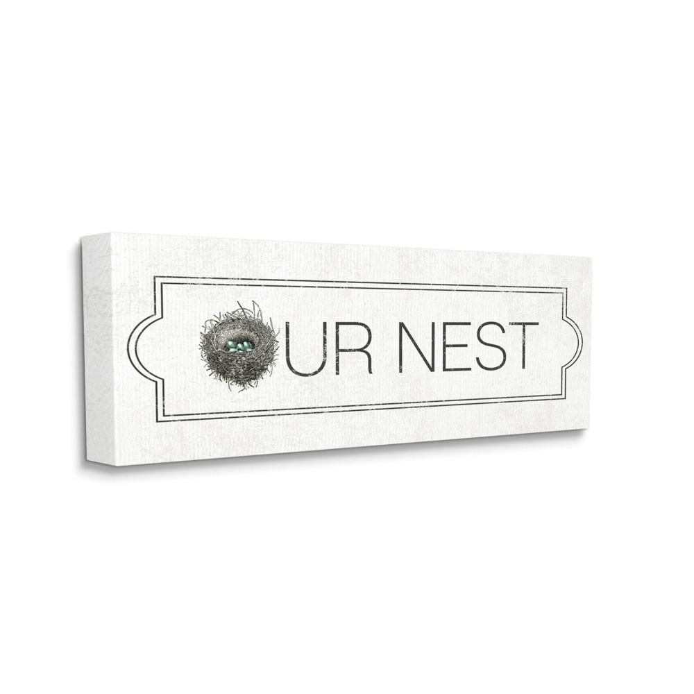 Stupell Industries Our Nest Phrase Family Home Nursery Greeting Canvas Wall Art Design by Daphne Polselli, 13" x 30"