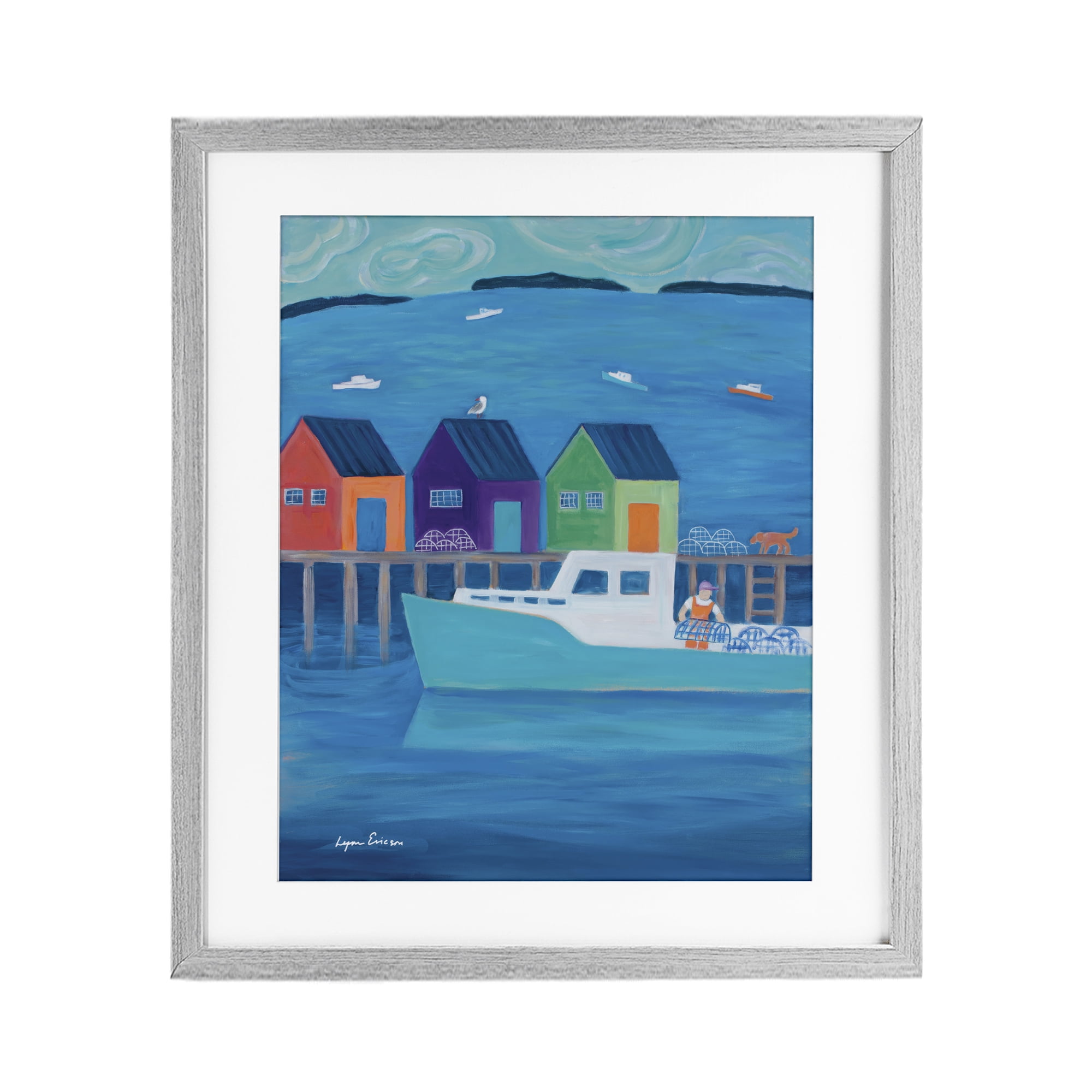 Stupell Industries Out Hauling Traps Gray Framed Print Under Glass, design by Lynn Ericson Fine Art