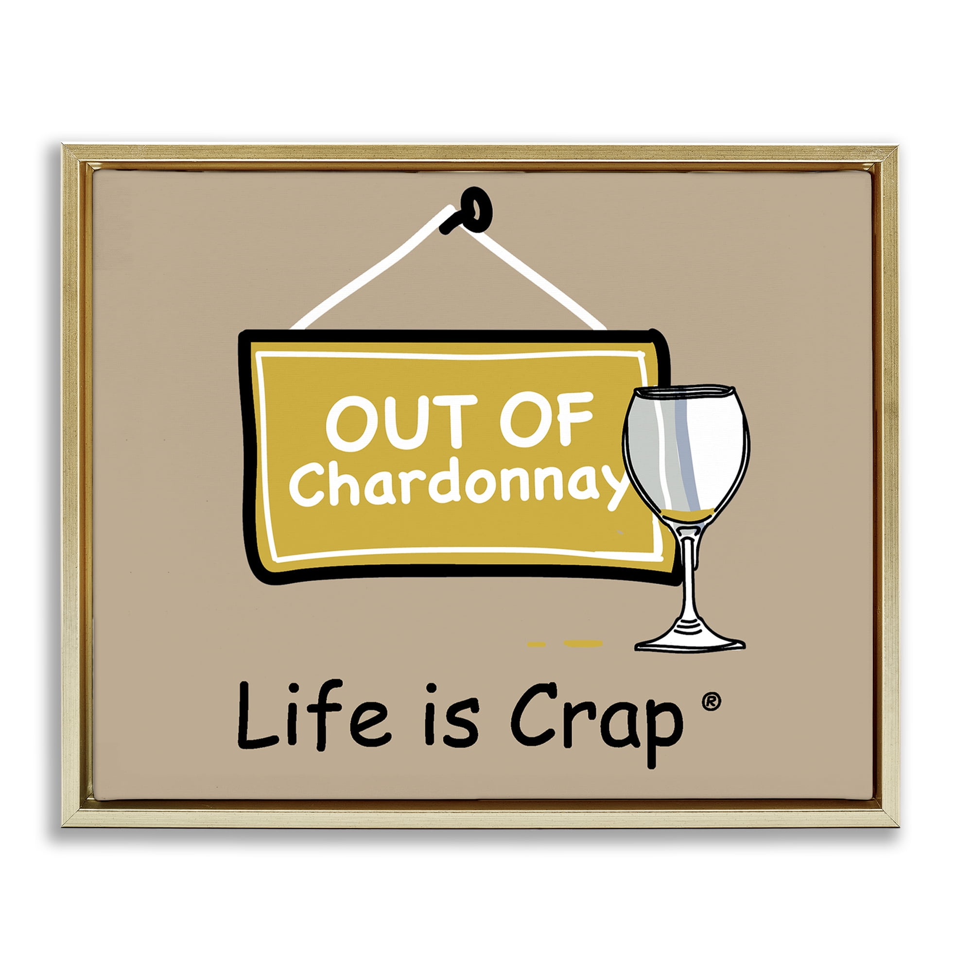 Stupell Industries Out Of Chardonnay Novelty & Humor Painting Gold Floater Framed Canvas Art Print Wall Art, 31 x 25