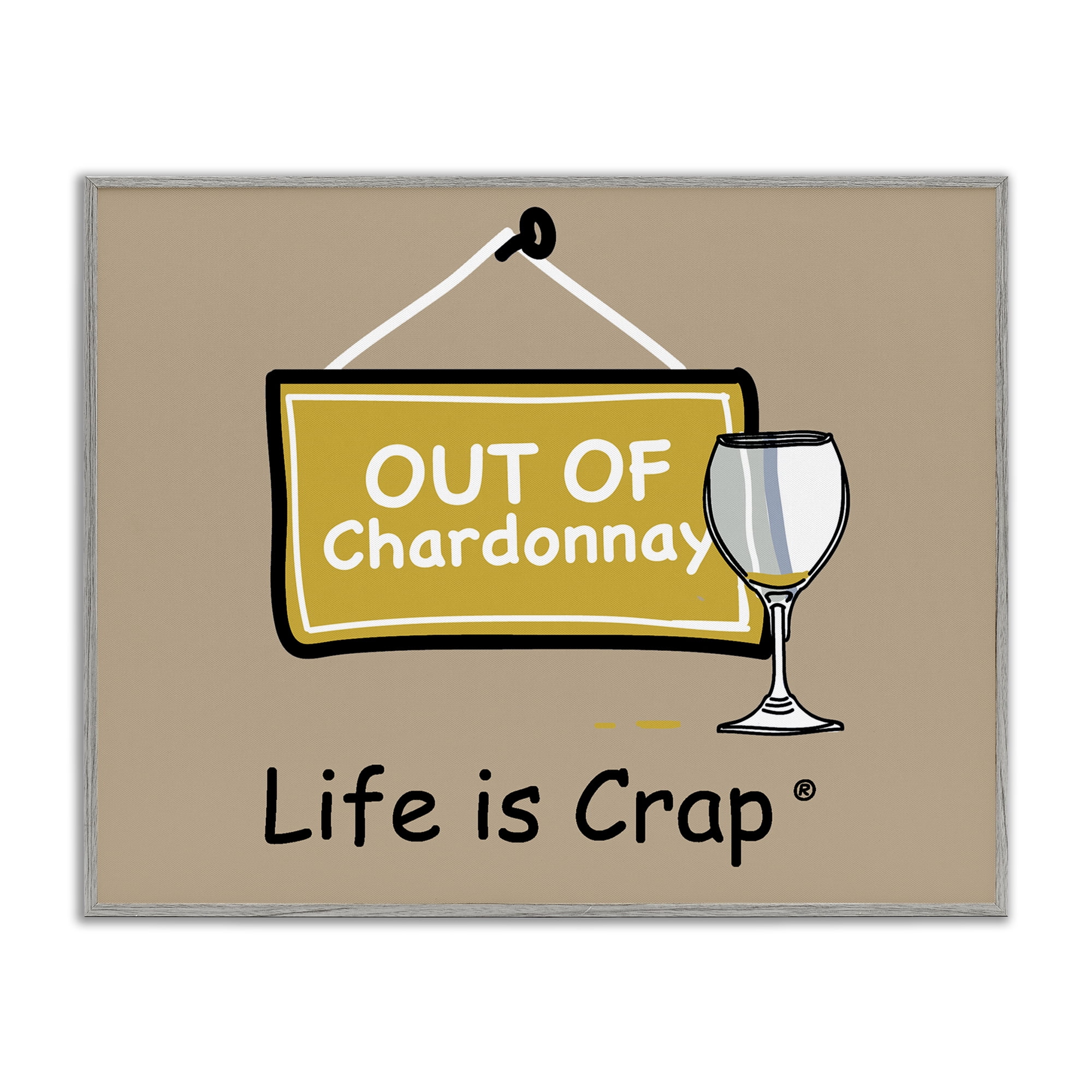 Stupell Industries Out Of Chardonnay Novelty & Humor Painting Gray Framed Art Print Wall Art, 30 x 24