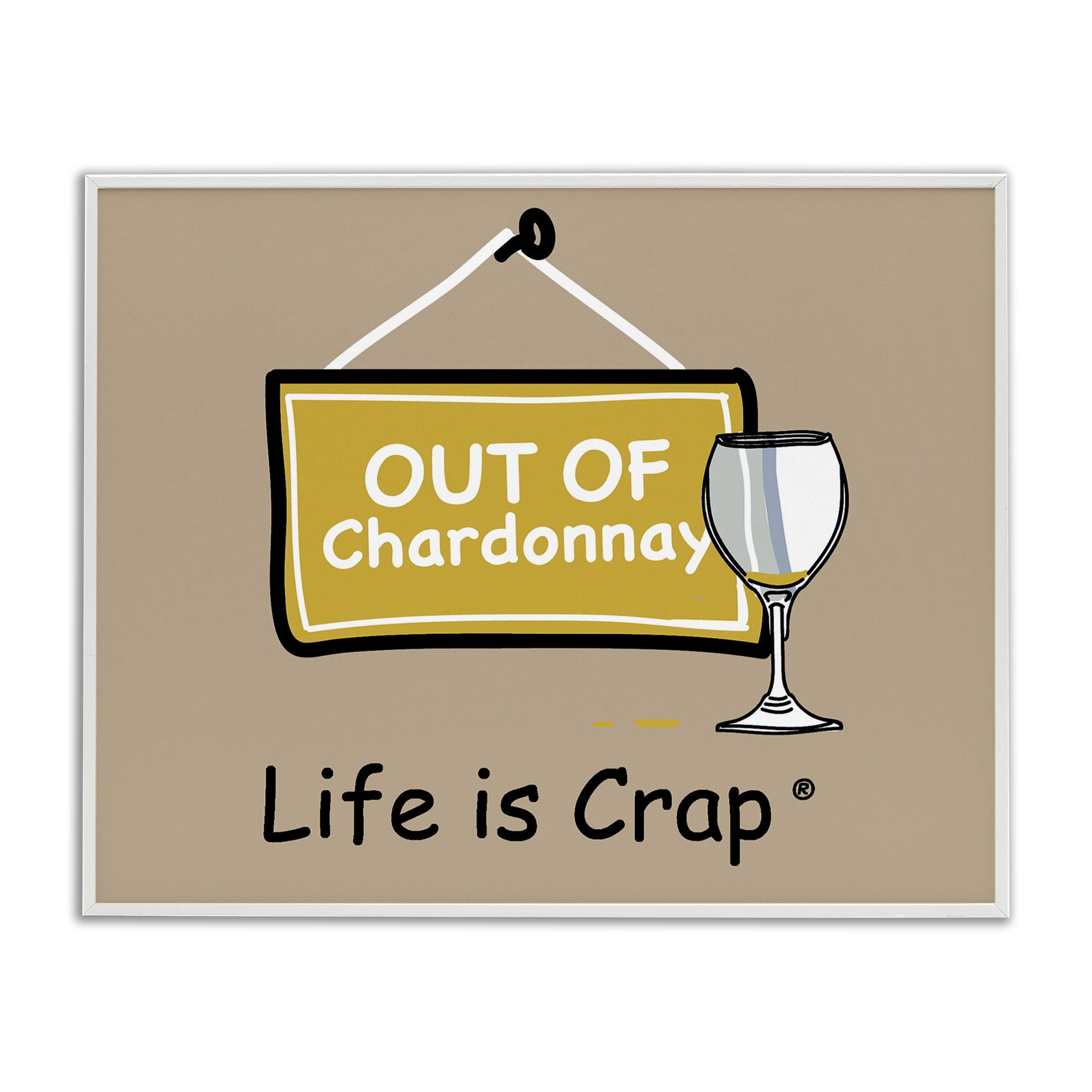 Stupell Industries Out Of Chardonnay Novelty & Humor Painting White Framed Art Print Wall Art, 14 x 11