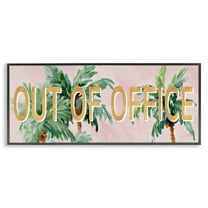 Stupell Industries Out Of Office Palms Typography Painting Black Framed Art Print Wall Art, 24 x 10