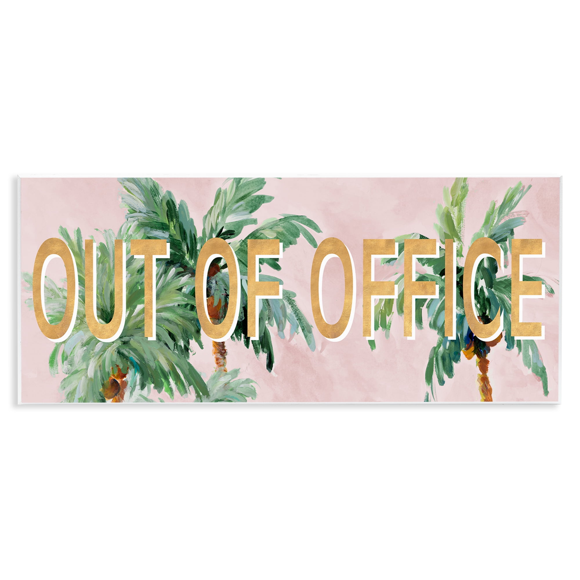 Stupell Industries Out Of Office Palms Typography Painting Unframed Art Print Wall Art, 17 x 7
