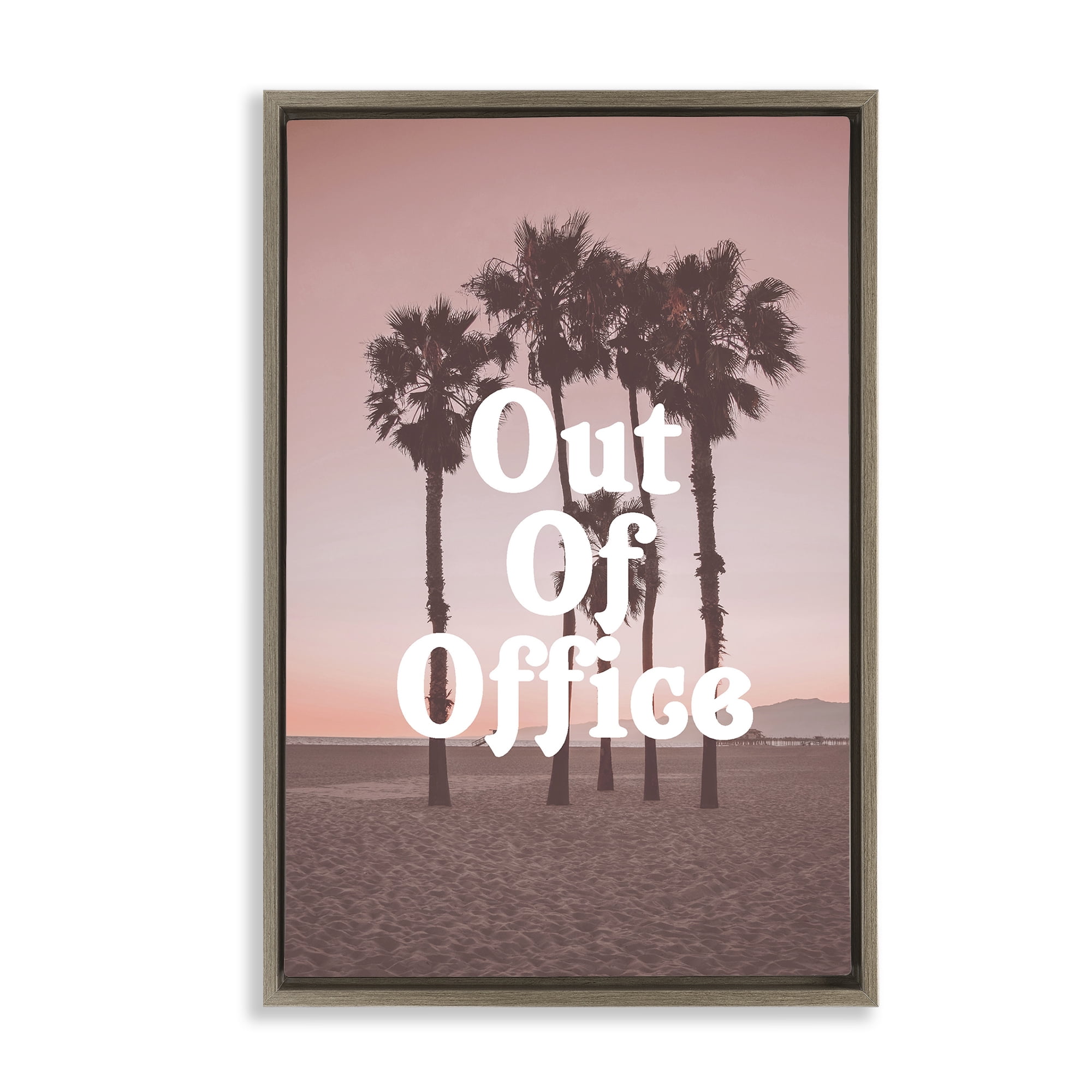 Stupell Industries Out Of Office Tropical Escape Brown Framed Floater Canvas Wall Art, design by Lil' Rue