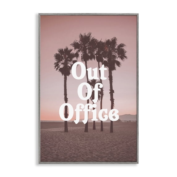Stupell Industries Coastal Out Of Office Tropical Escape Gray Framed Giclee Art, 20 x 30, by Lil' Rue