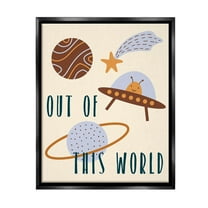 Stupell Industries Out Of This World Alien Fairy Tales & Fantasy Painting Black Floater Framed Canvas Art Print Wall Art, 17 x 21