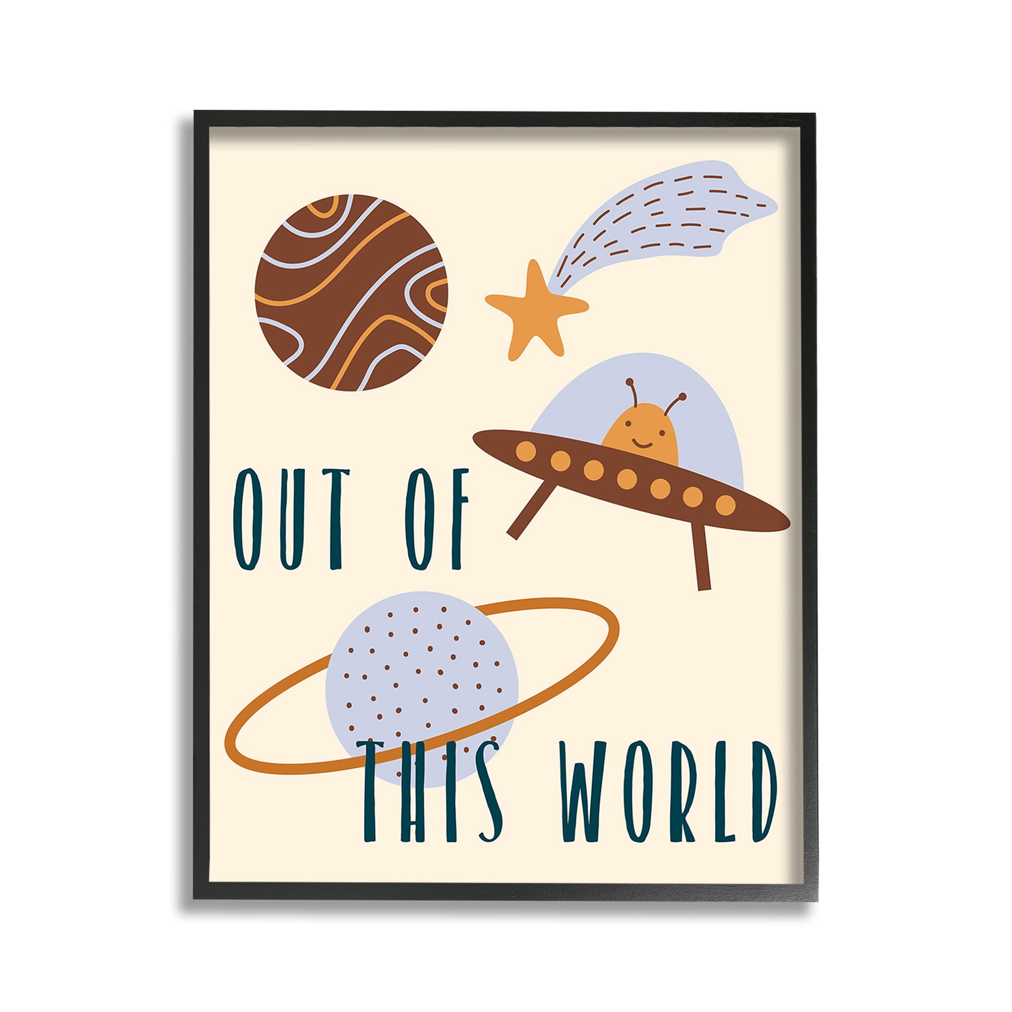 Stupell Industries Out Of This World Alien Fairy Tales & Fantasy Painting Black Framed Art Print Wall Art, 11 x 14