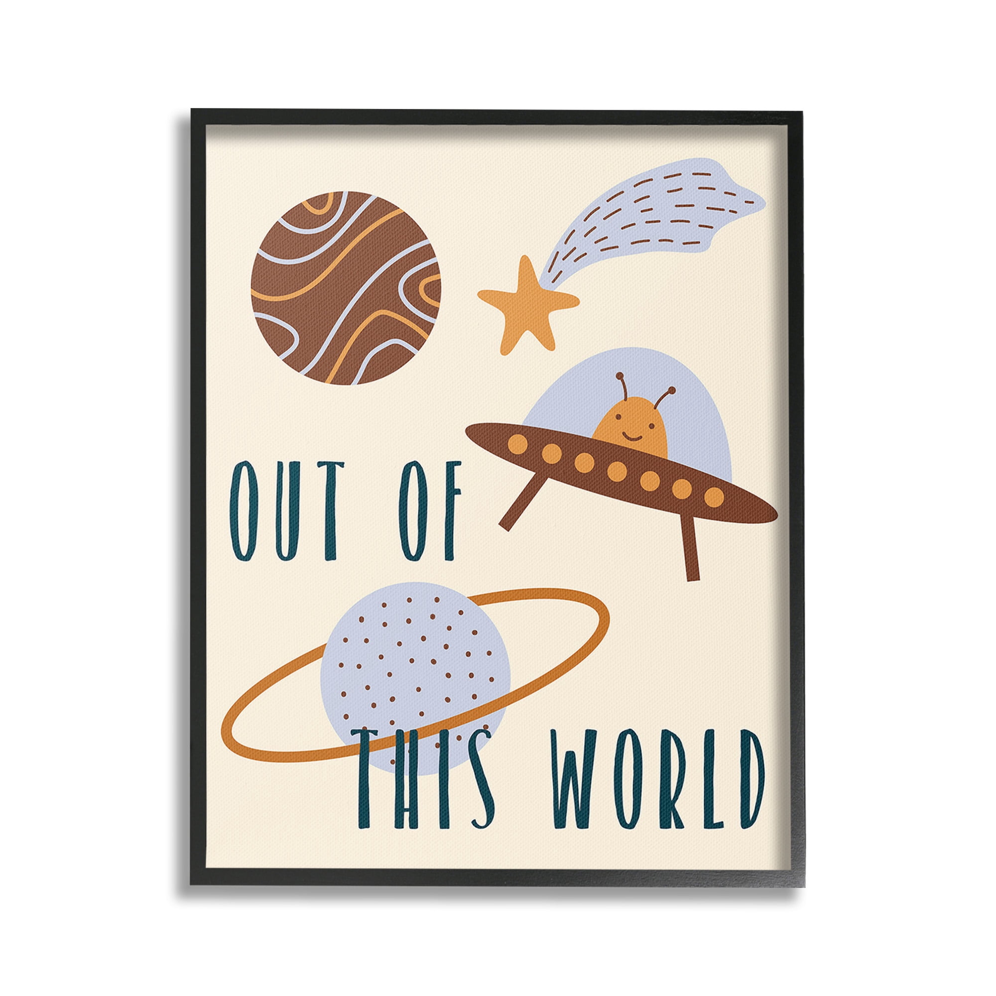 Stupell Industries Out Of This World Alien Fairy Tales & Fantasy Painting Black Framed Art Print Wall Art, 24 x 30