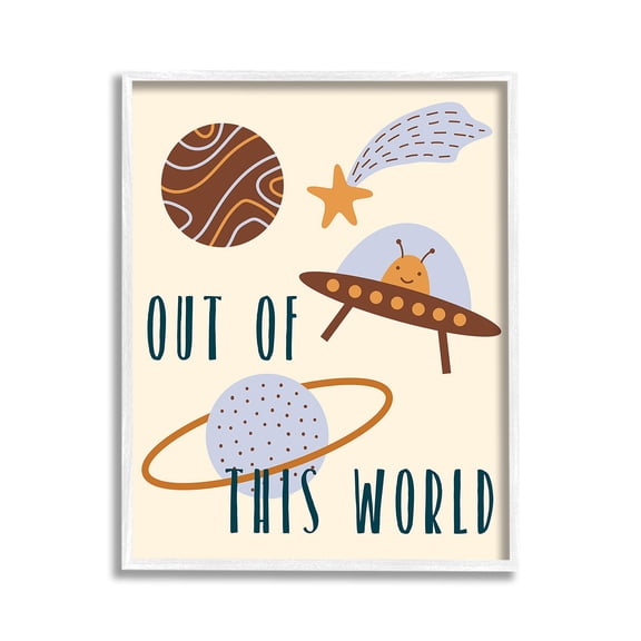 Stupell Industries Out Of This World Alien Fairy Tales & Fantasy Painting White Framed Art Print Wall Art, 11 x 14