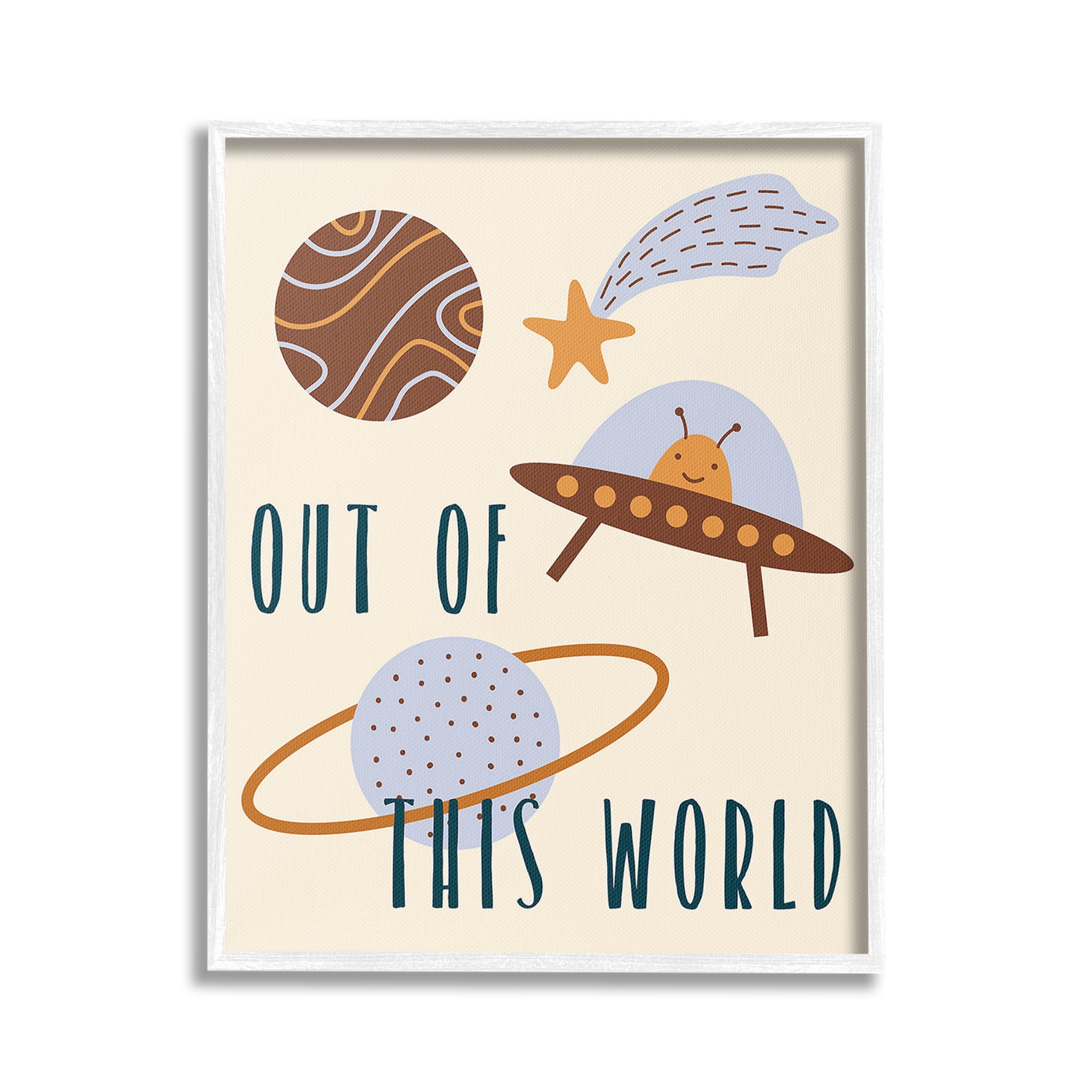 Stupell Industries Out Of This World Alien Fairy Tales & Fantasy Painting White Framed Art Print Wall Art, 24 x 30