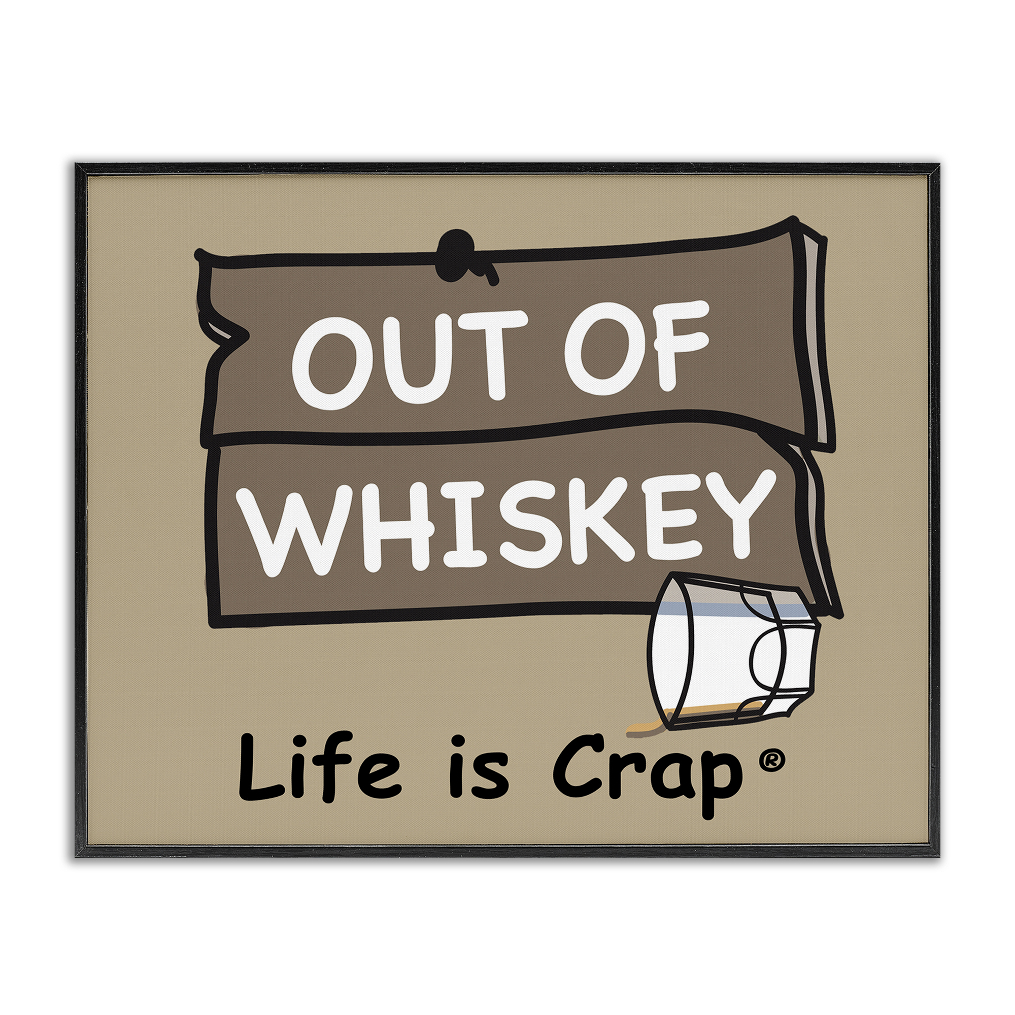 Stupell Industries Out Of Whiskey Novelty & Humor Painting Black Framed Art Print Wall Art, 20 x 16