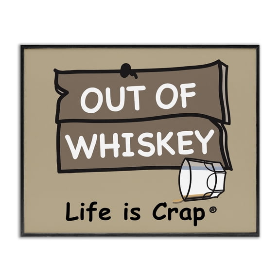 Stupell Industries Out Of Whiskey Novelty & Humor Painting Black Framed Art Print Wall Art, 20 x 16