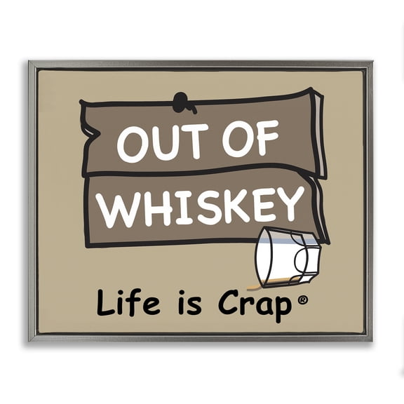 Stupell Industries Out Of Whiskey Novelty & Humor Painting Gray Floater Framed Canvas Art Print Wall Art, 31 x 25