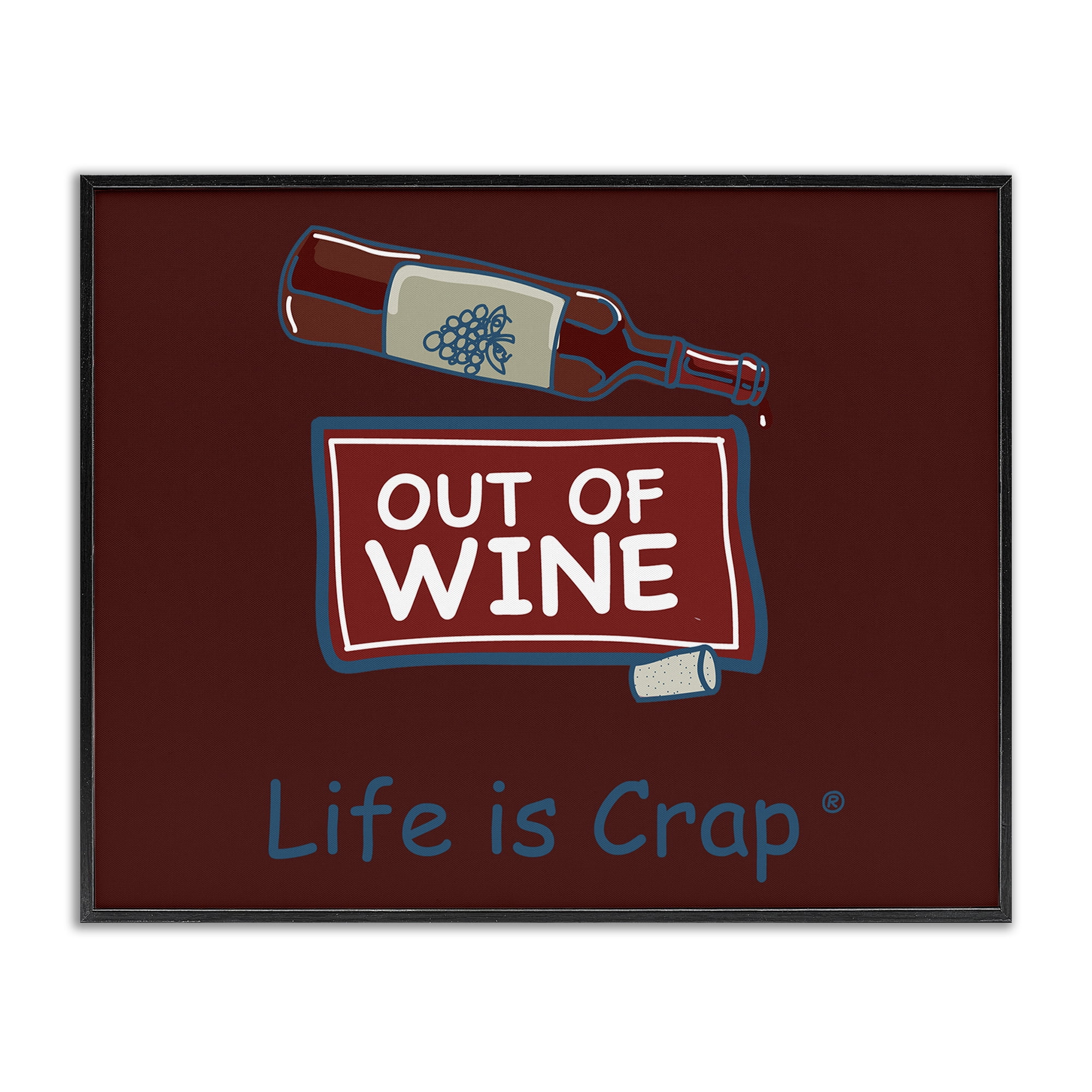 Stupell Industries Out Of Wine Bottle Novelty & Humor Painting Black Framed Art Print Wall Art, 20 x 16