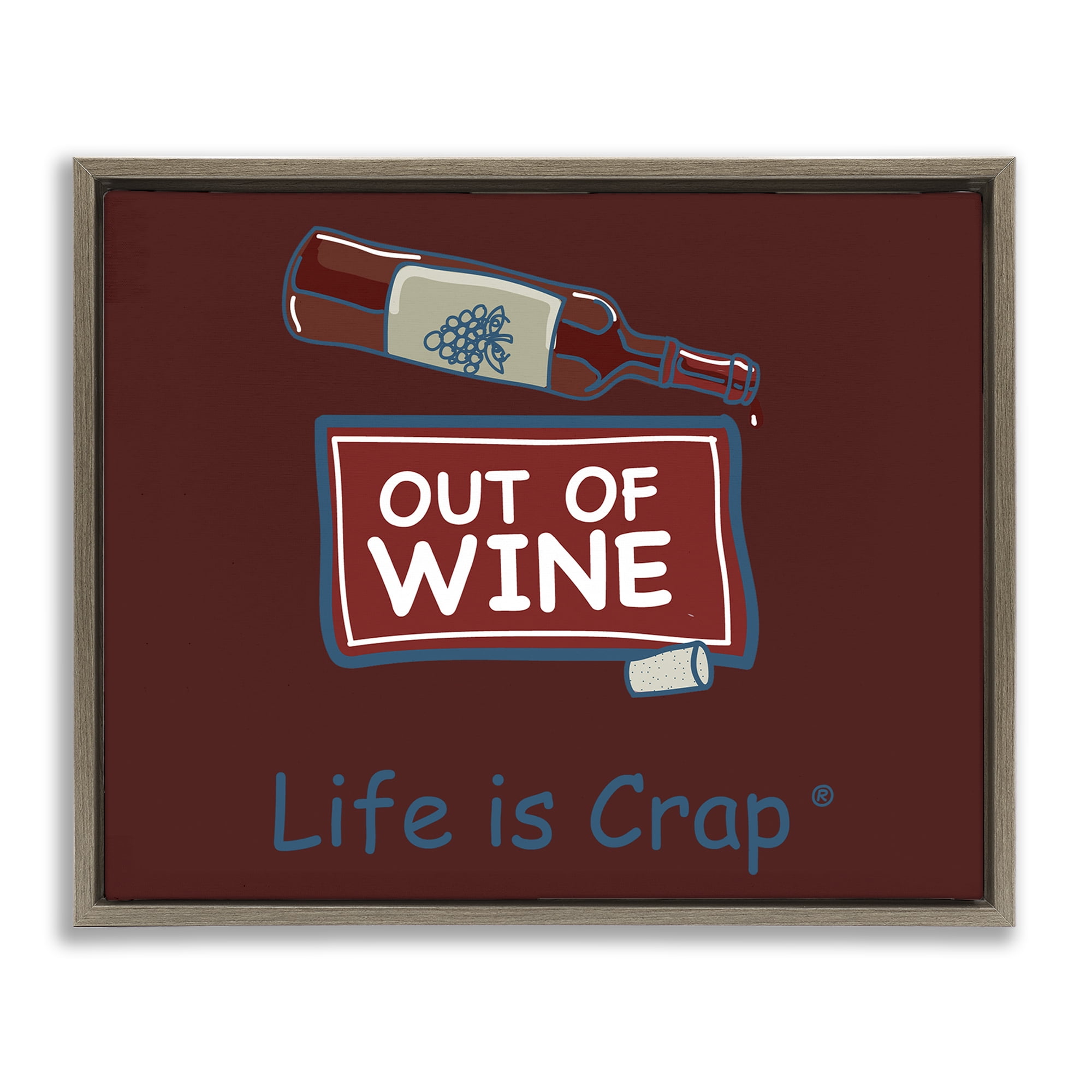Stupell Industries Out Of Wine Bottle Novelty & Humor Painting Brown Floater Framed Canvas Art Print Wall Art, 21 x 17