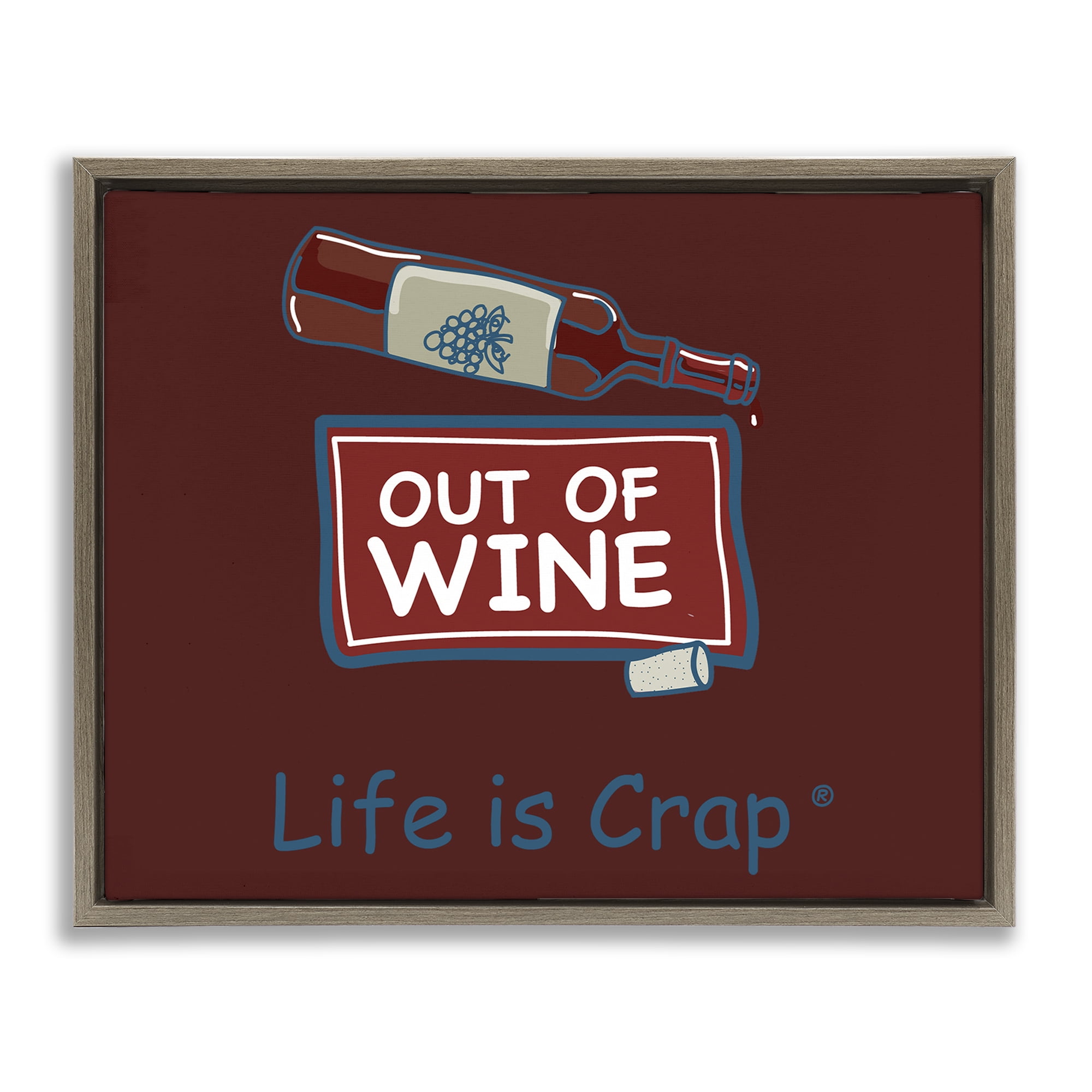 Stupell Industries Out Of Wine Bottle Novelty & Humor Painting Brown Floater Framed Canvas Art Print Wall Art, 31 x 25