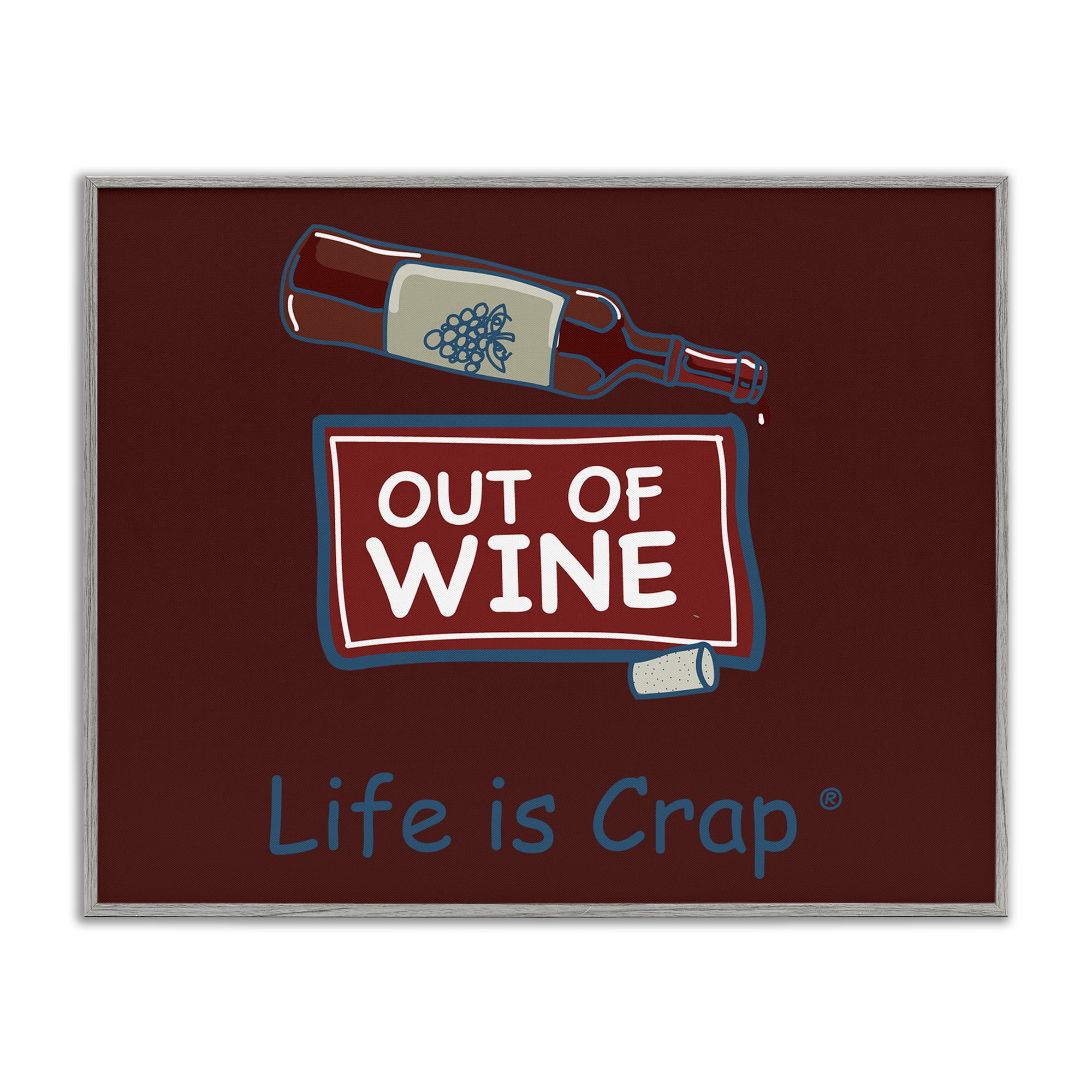 Stupell Industries Out Of Wine Bottle Novelty & Humor Painting Gray Framed Art Print Wall Art, 20 x 16