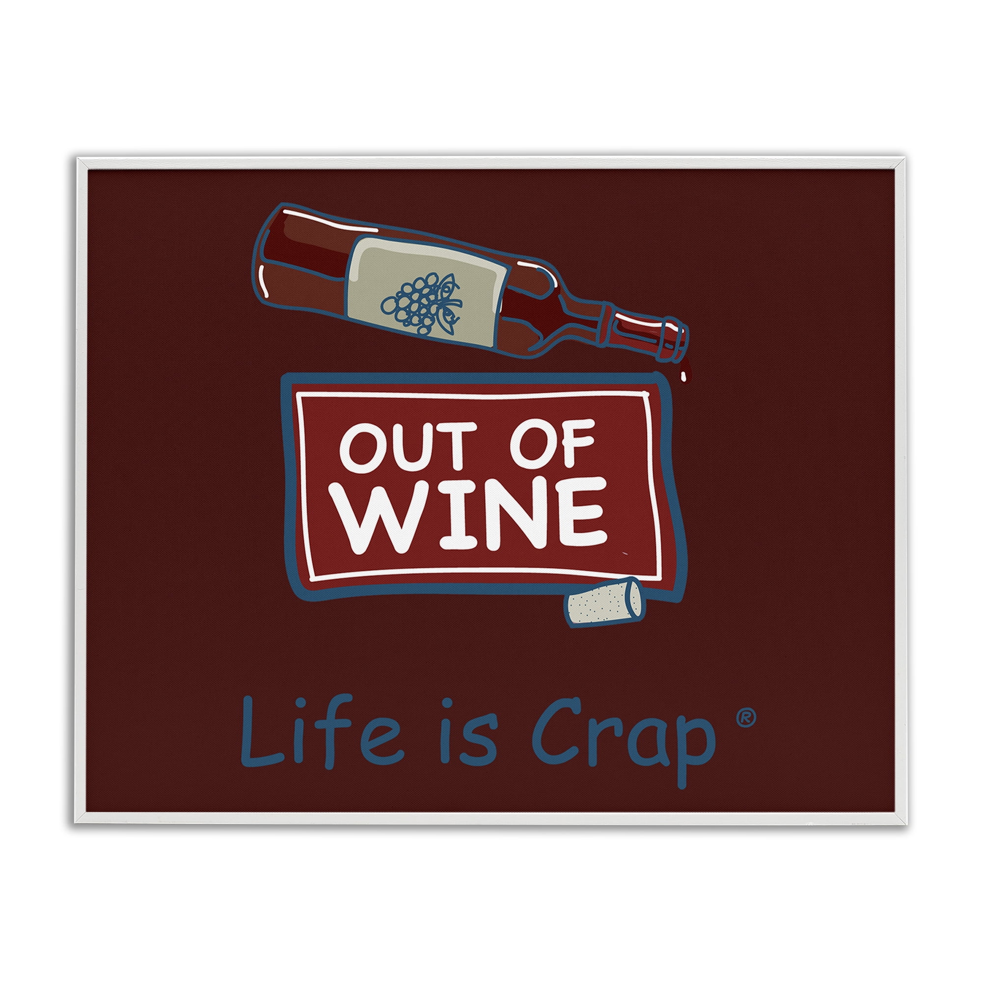 Stupell Industries Out Of Wine Bottle Novelty & Humor Painting White Framed Art Print Wall Art, 20 x 16