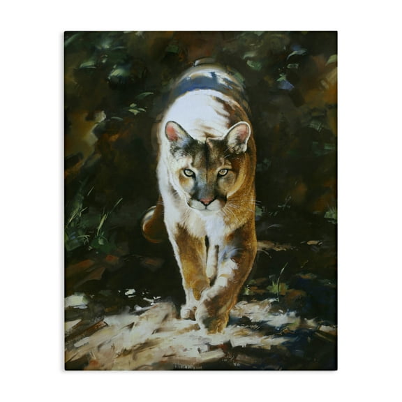 Stupell Industries Out of Shadows Panther Animals Painting Wrapped Canvas Art Print Wall Art, 16 x 20