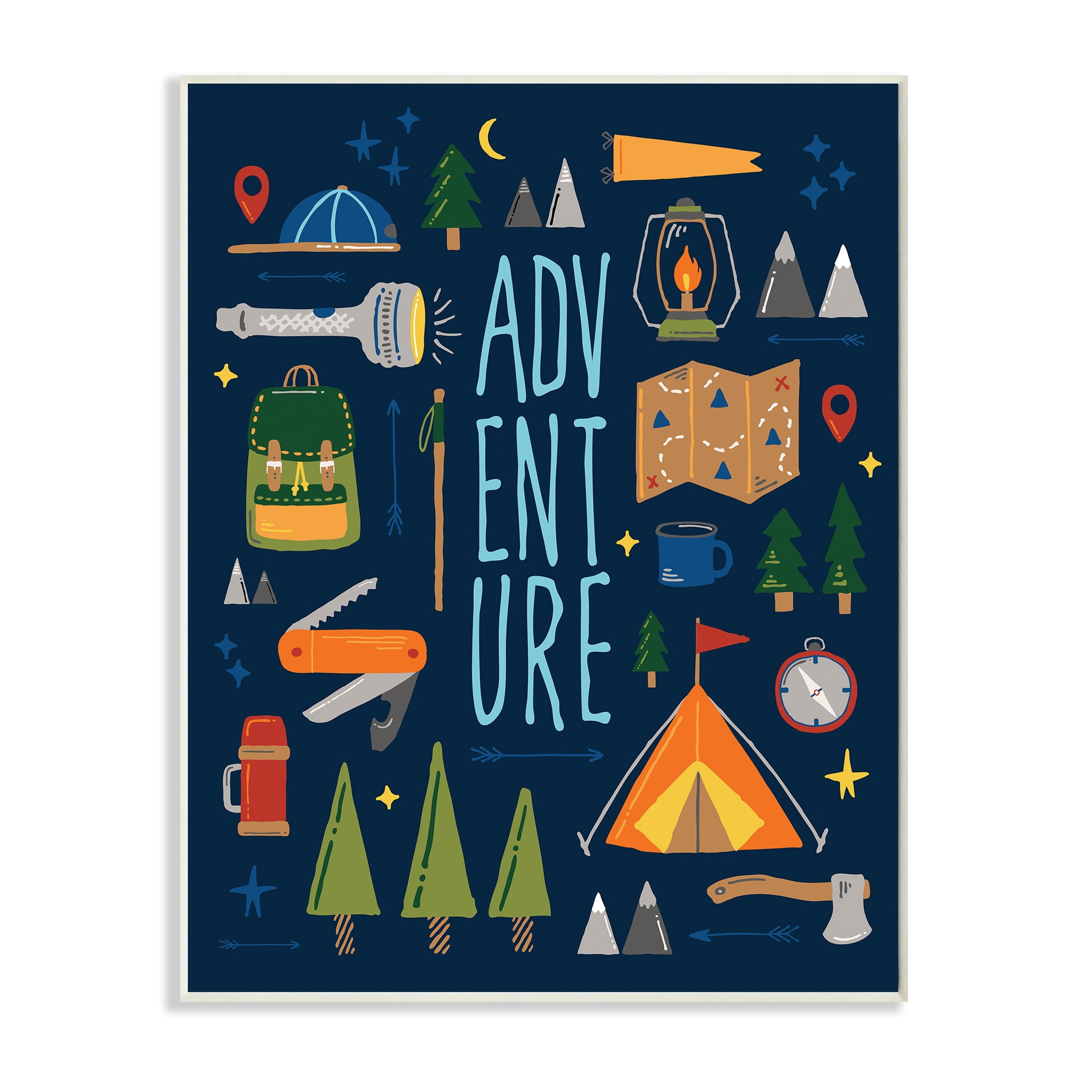 Stupell Industries Outdoor Adventure Phrase Rustic Camping Activities Typography Painting Unframed Art Print Wall Art, 13 x 19