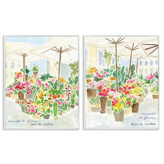 Stupell Industries Outdoor Gardens Patio Scenic & Cityscapes Painting White Framed Art Print Wall Art, 11 x 14, Set of 2