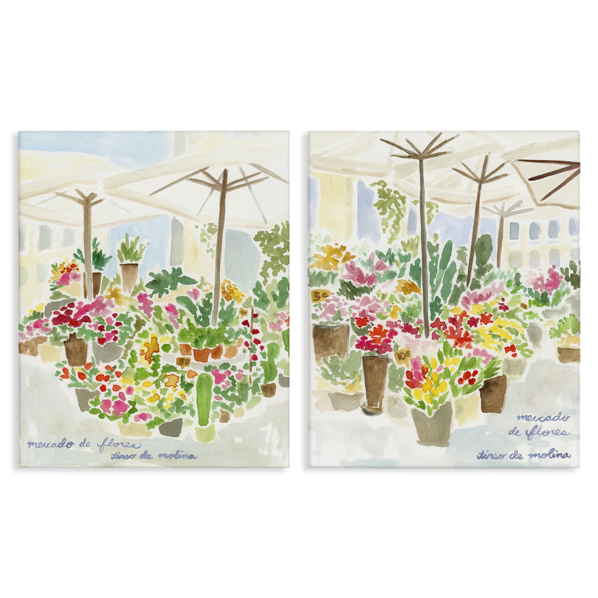 Stupell Industries Outdoor Gardens Patio Scenic & Cityscapes Painting Wrapped Canvas Art Print Wall Art, 16 x 20, Set of 2