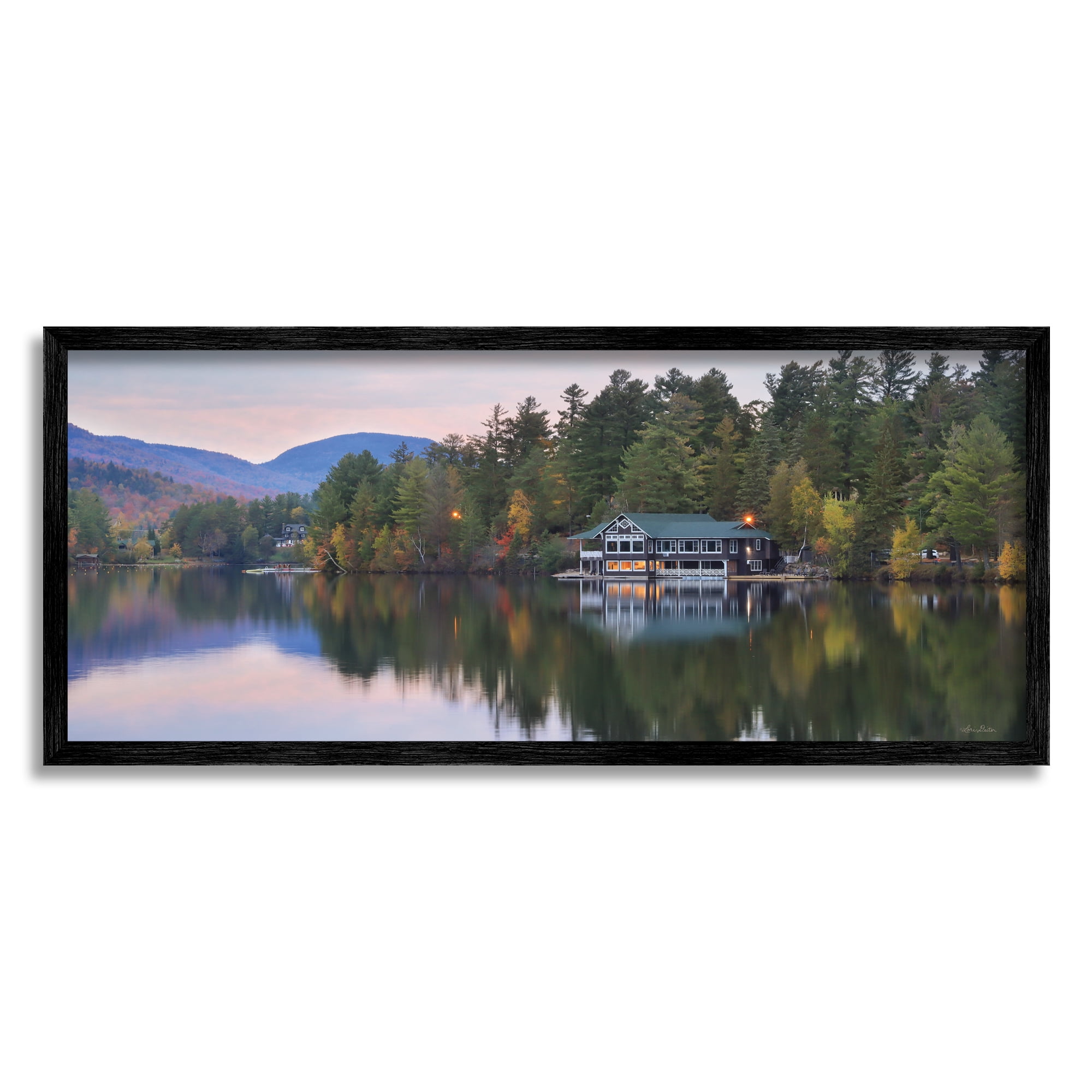 Stupell Industries Outdoor Lake House Landscape Autumn Fir Trees Photography, 24 x 10, Design by Lori Deiter