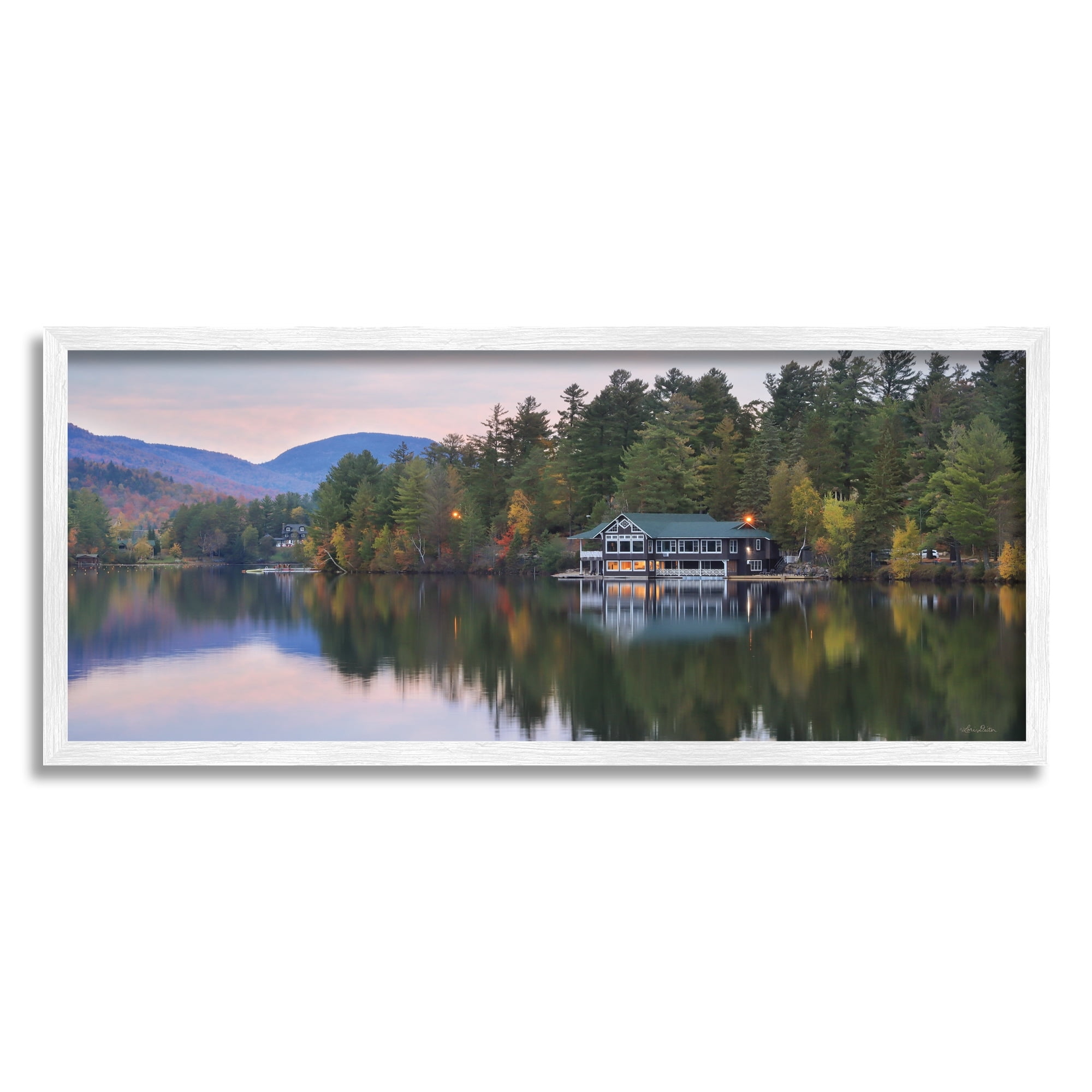 Stupell Industries Outdoor Lake House Landscape Autumn Fir Trees Photography, 24 x 10, Design by Lori Deiter