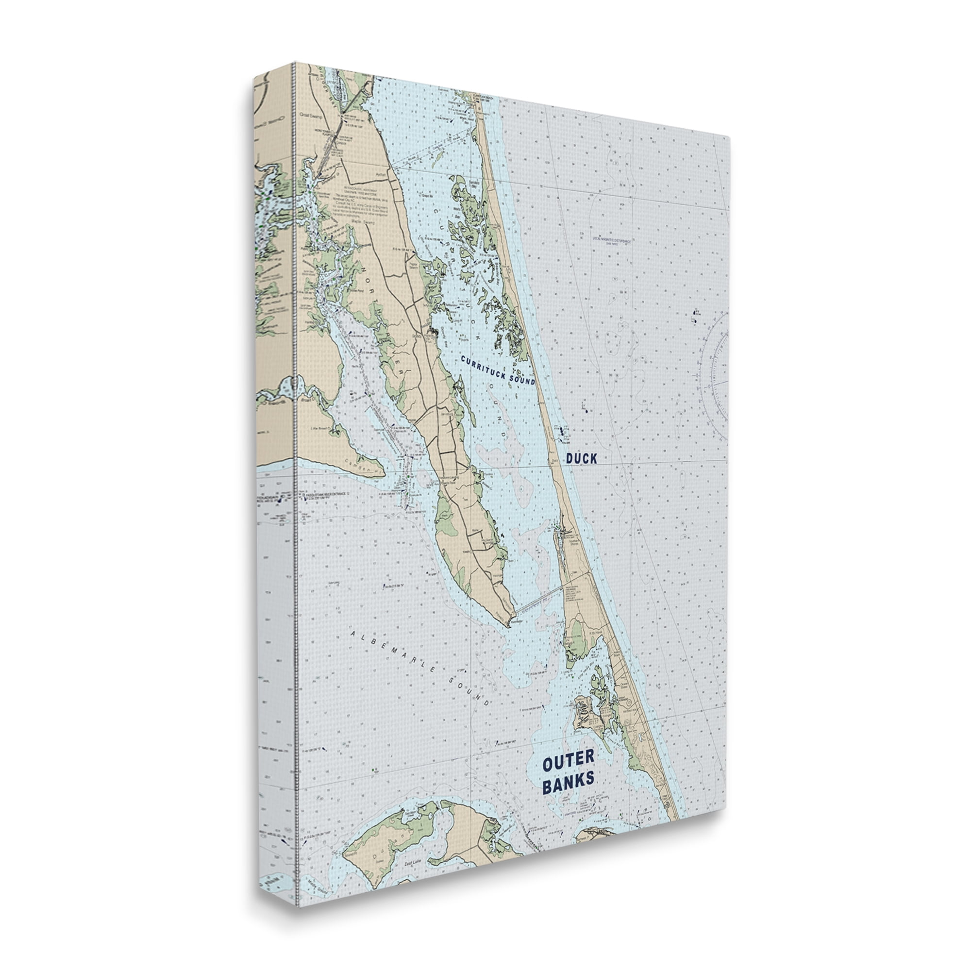 Stupell Industries Outer Banks North Carolina Cartography Nautical Map , 24 x 30, Designed by Daphne Polselli