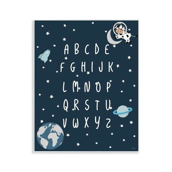 Stupell Industries Outer Space Alphabet Novelty Painting Unframed Art Print Wall Art, 11 x 14