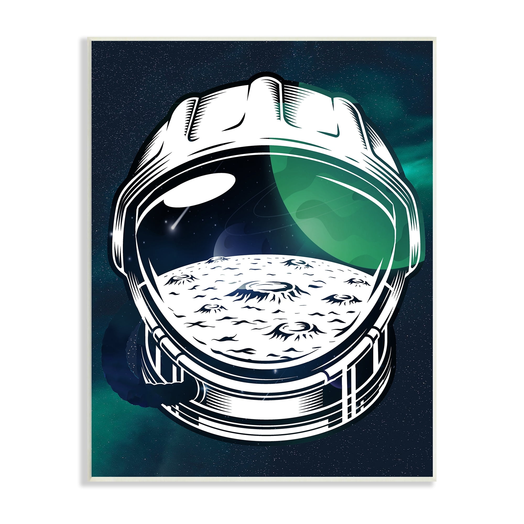 Stupell Industries Outer Space Astronaut Helmet Moon Planet Design , 10 x 15, Design by Lil' Rue