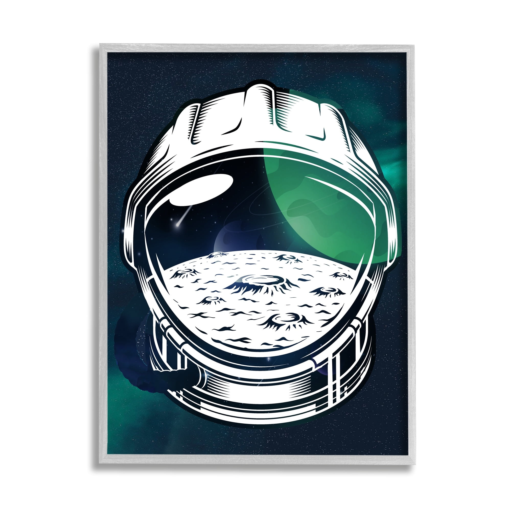 Stupell Industries Outer Space Astronaut Helmet Moon Planet Design , 24 x 30, Design by Lil' Rue