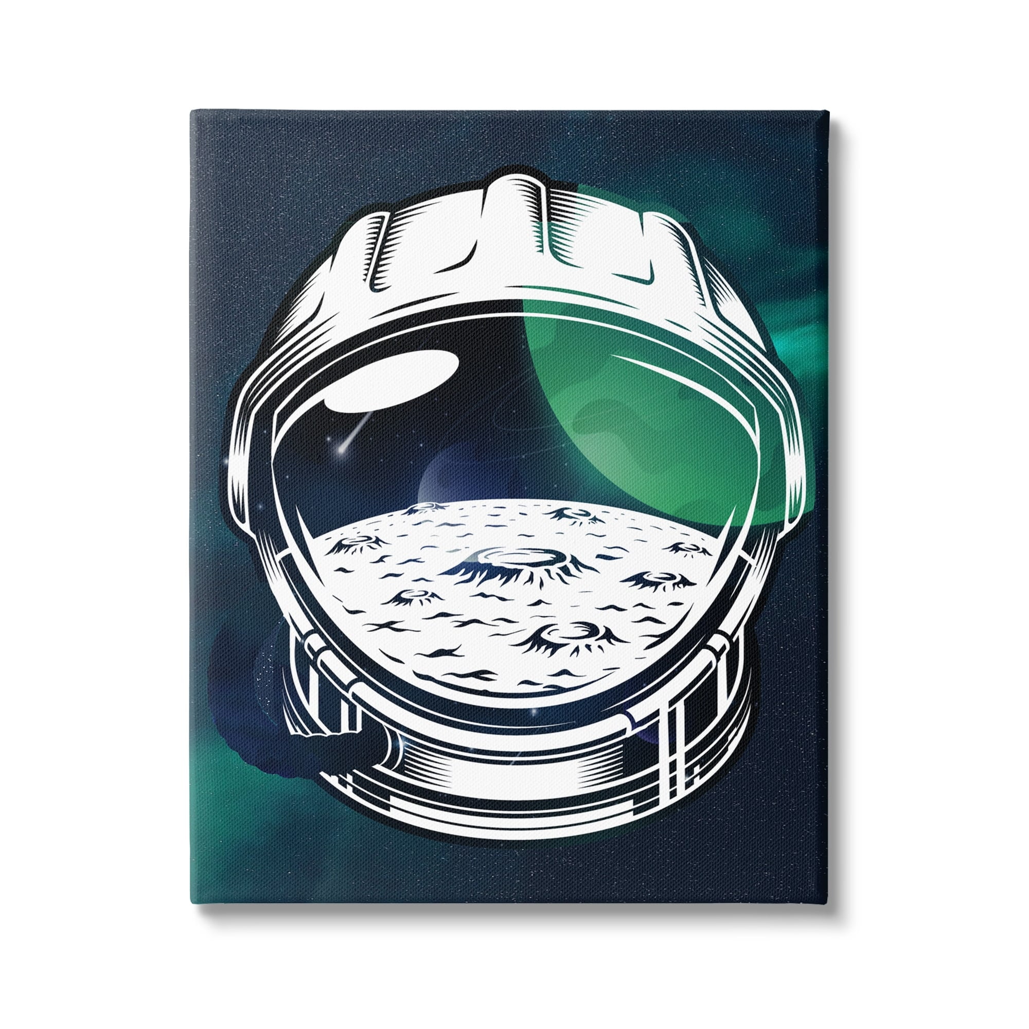 Stupell Industries Outer Space Astronaut Helmet Moon Planet Design , 30 x 40, Design by Lil' Rue