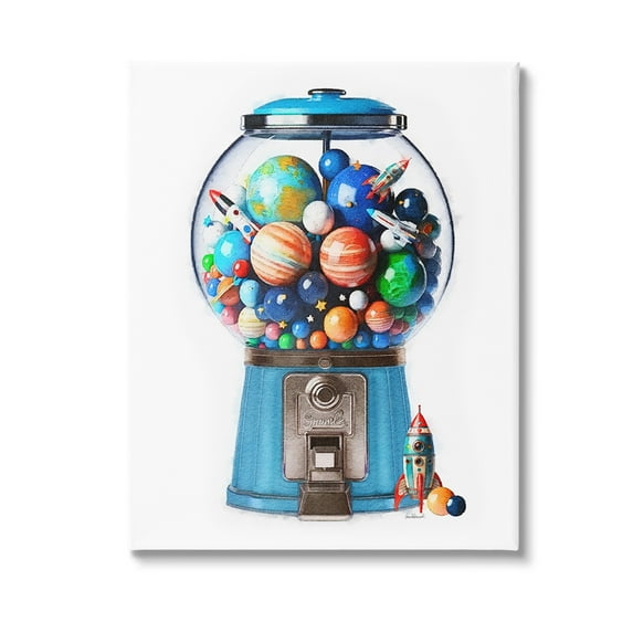 Stupell Industries Outer Space Candy Dispenser Art for Kids Painting Gallery Wrapped Canvas Art Print Wall Art, 36 x 48