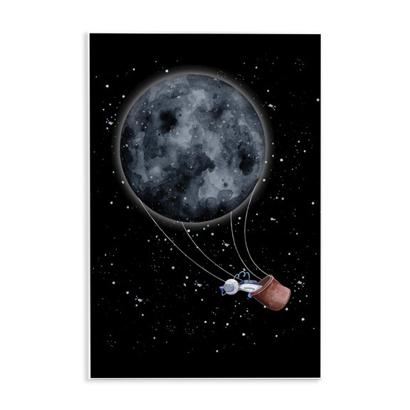 Stupell Industries Contemporary Outer Space Moon Balloon Wall Plaque Art, 10 x 15, by Rachel Nieman