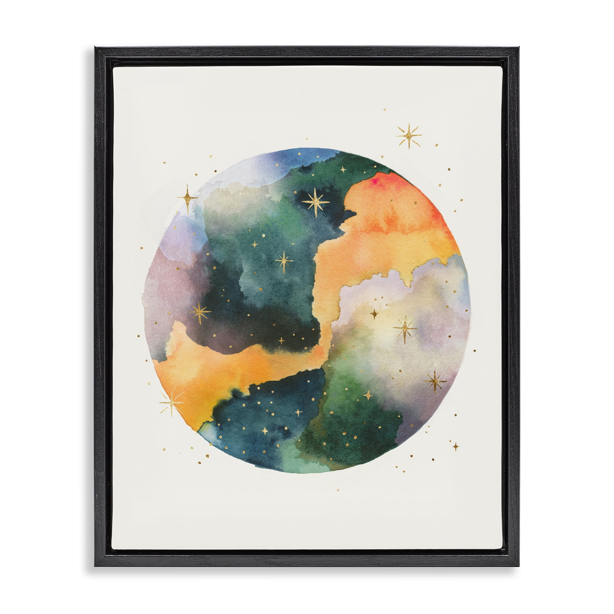Stupell Industries Outer Space Nebula STEM Painting Black Floater Framed Canvas Art Print Wall Art, 25 x 31