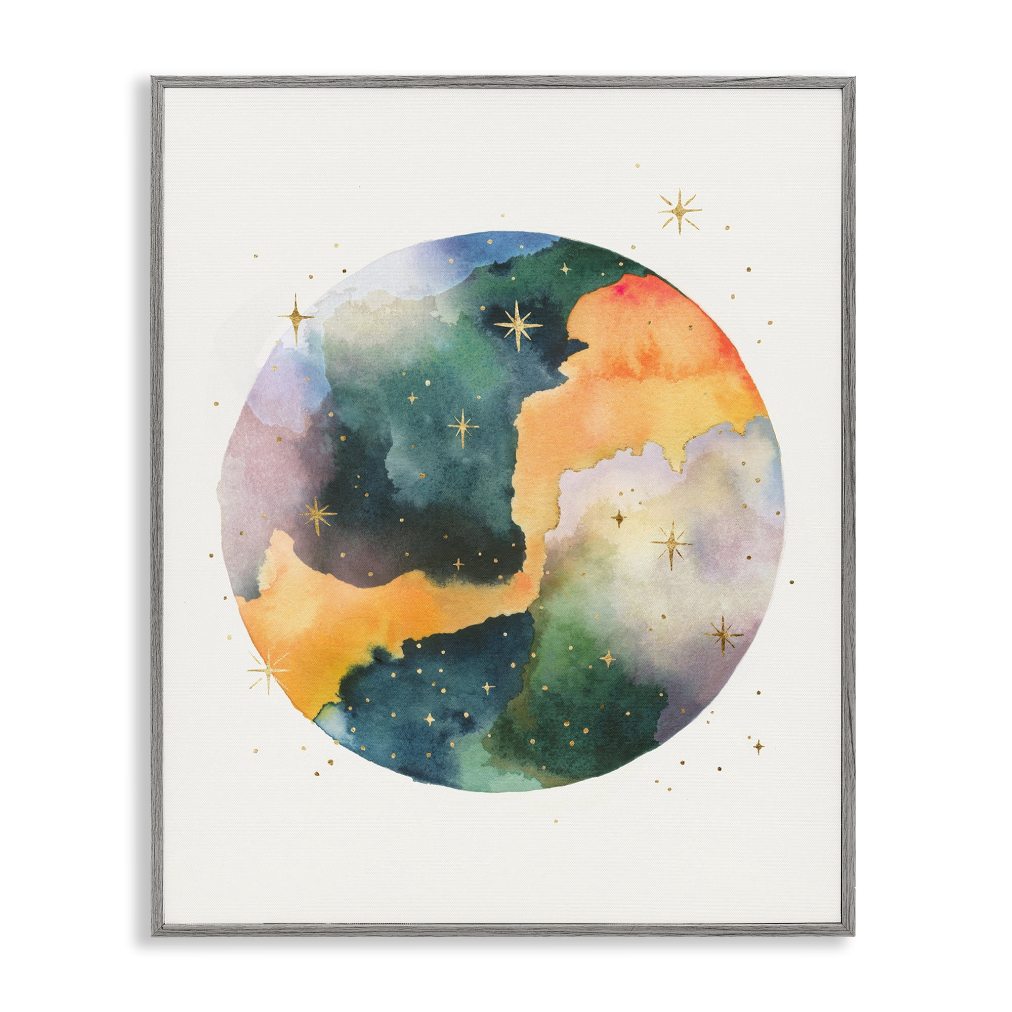 Stupell Industries Outer Space Nebula STEM Painting Gray Framed Art Print Wall Art, 24 x 30