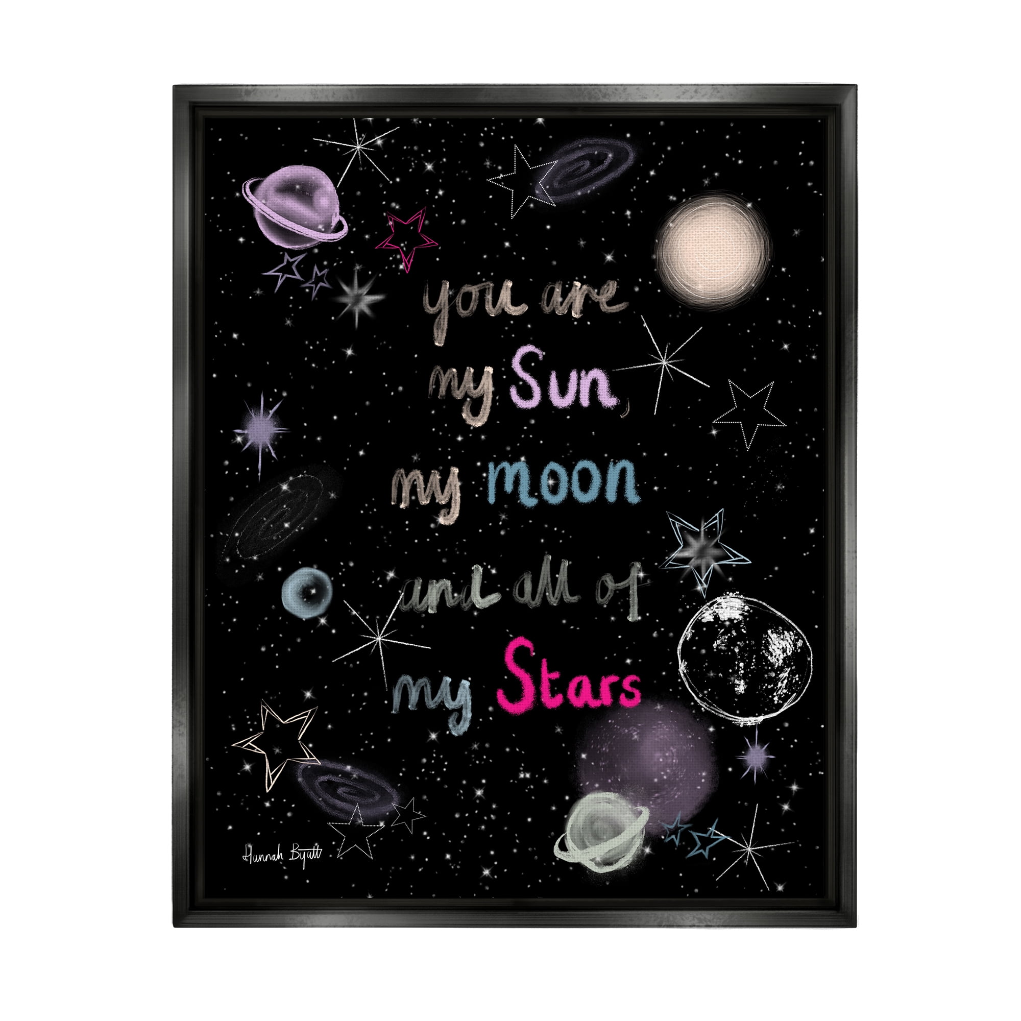 Stupell Industries Outer Space Phrase Typography Painting Black Floater Framed Art Print Wall Art, 25 x 31