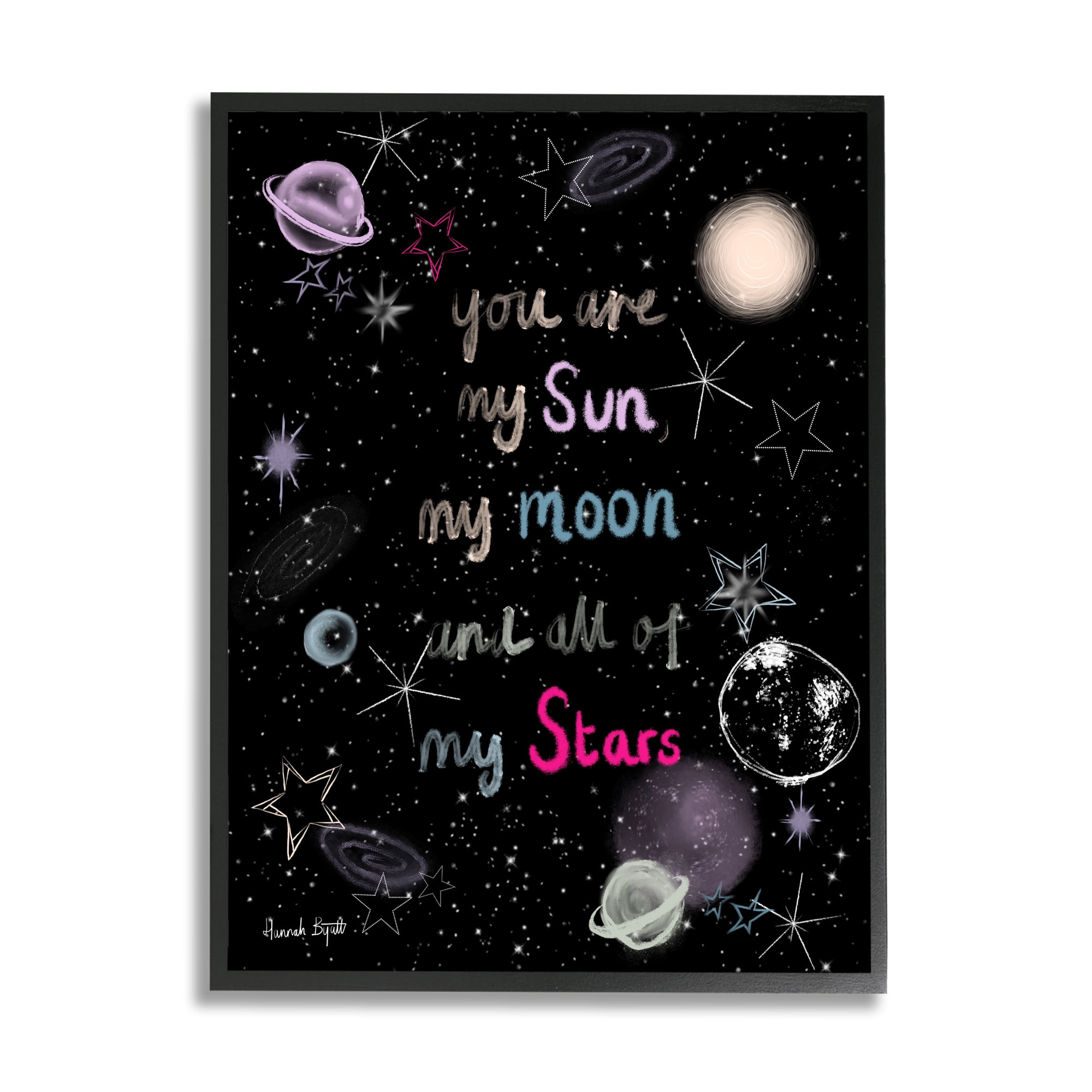Stupell Industries Outer Space Phrase Typography Painting Black Framed Art Print Wall Art, 16 x 20