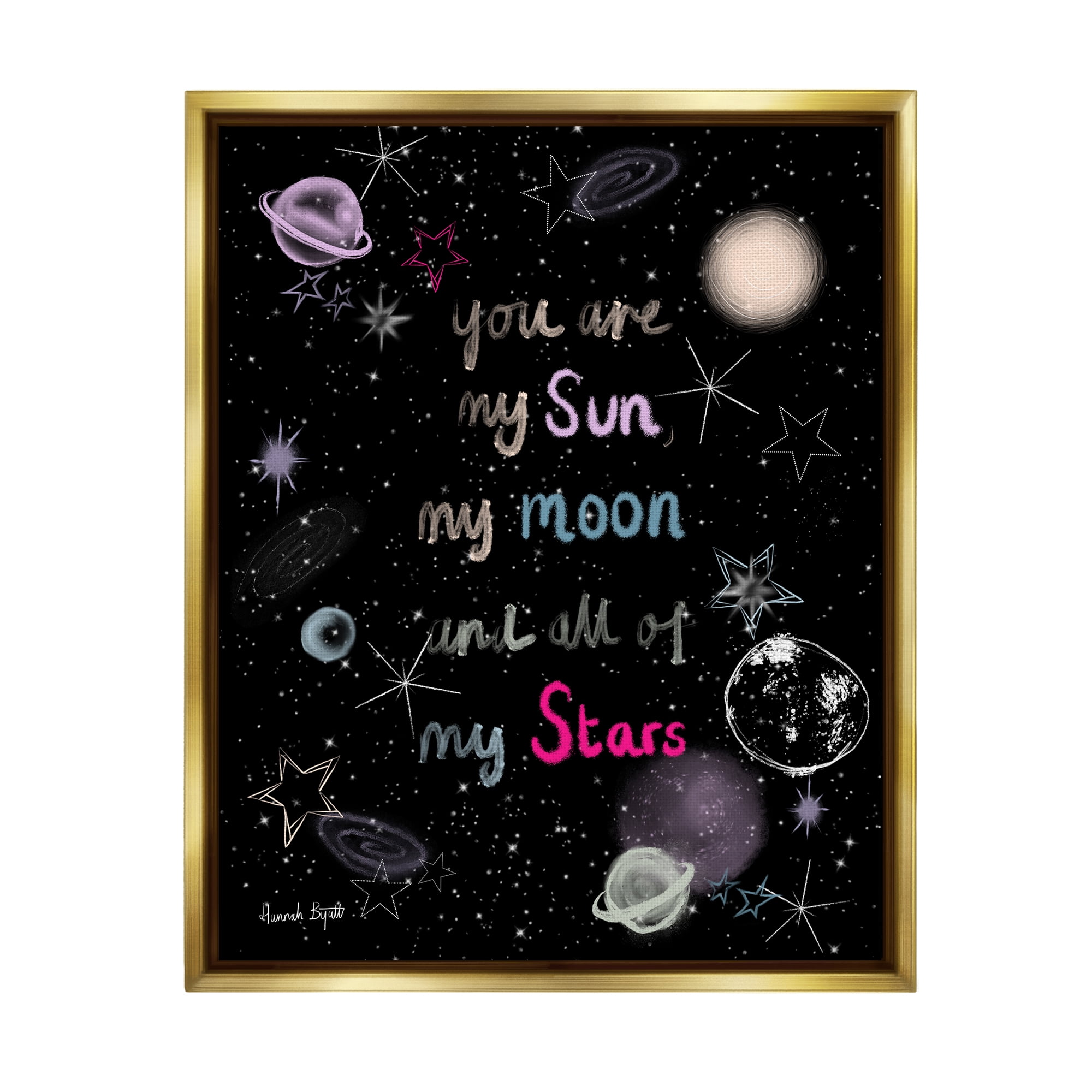 Stupell Industries Outer Space Phrase Typography Painting Gold Floater Framed Art Print Wall Art, 17 x 21