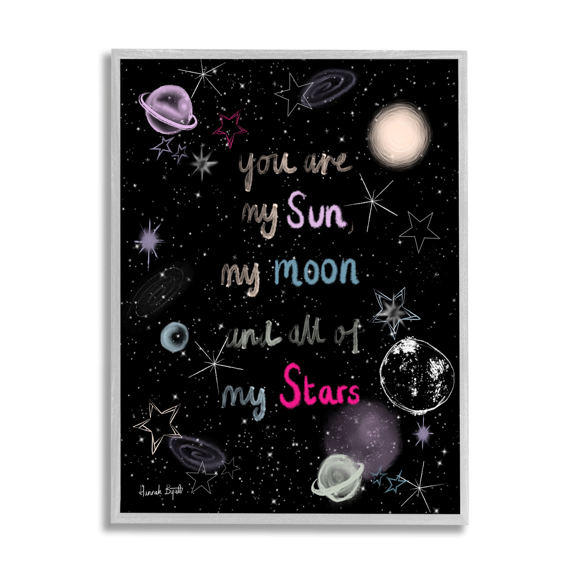 Stupell Industries Outer Space Phrase Typography Painting Gray Framed Art Print Wall Art, 11 x 14