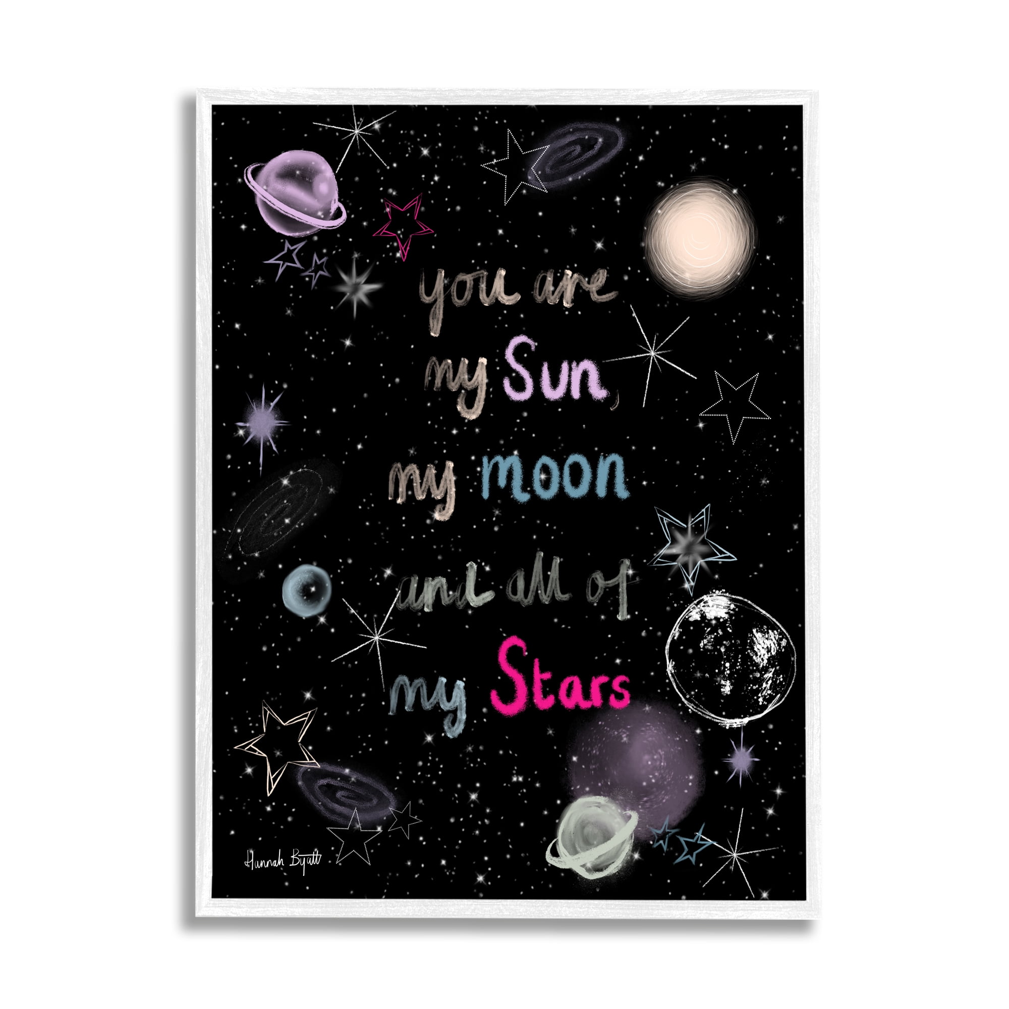 Stupell Industries Outer Space Phrase Typography Painting White Framed Art Print Wall Art, 11 x 14