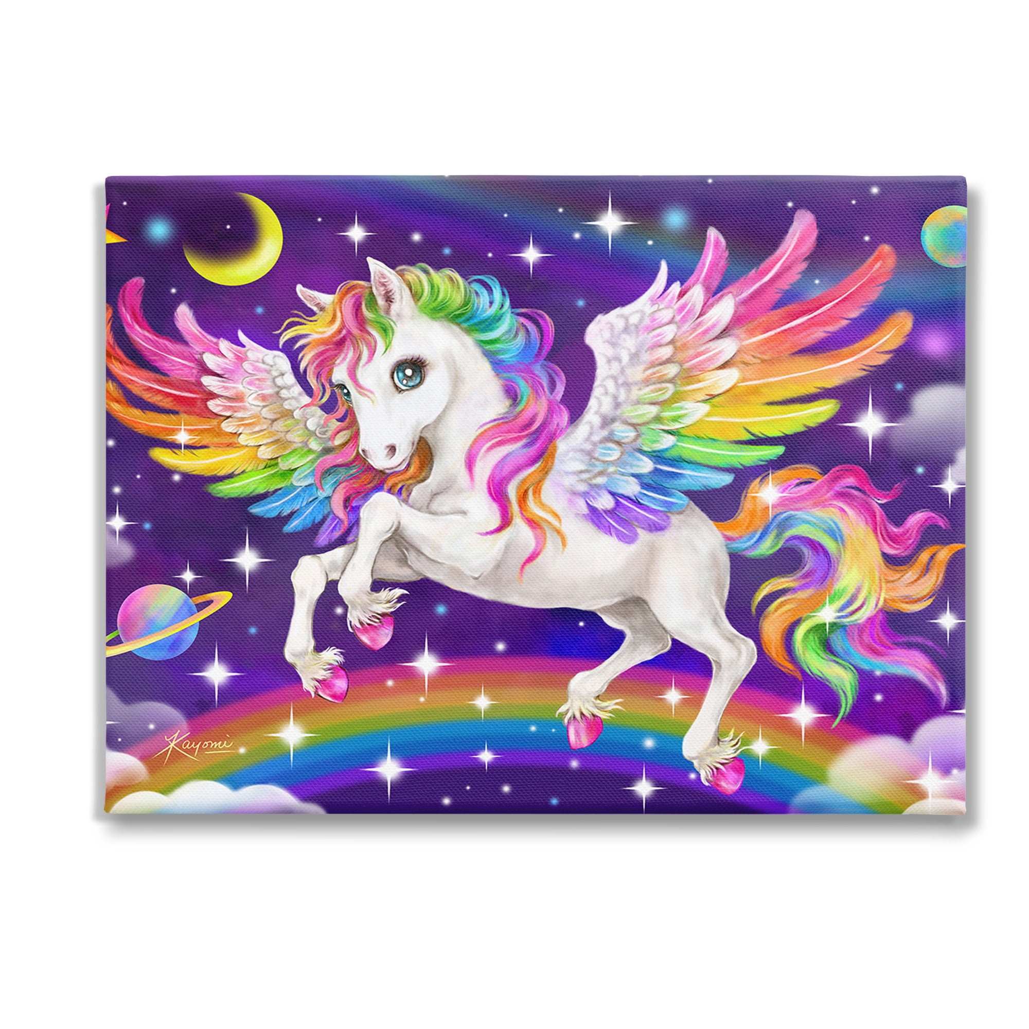 Stupell Industries Outer Space Unicorn Fairy Tales & Fantasy Painting Gallery Wrapped Canvas Art Print Wall Art, 40 x 30