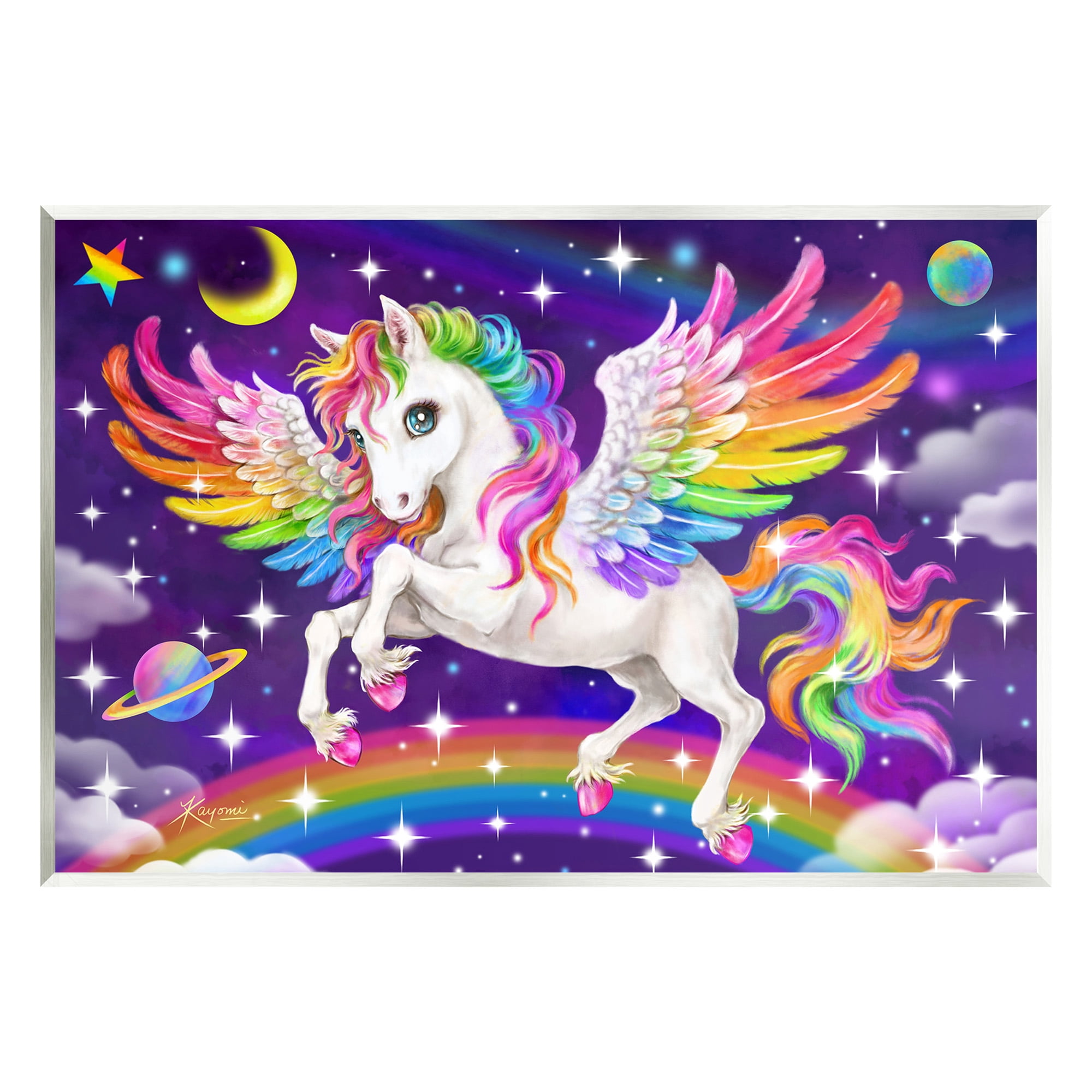 Stupell Industries Outer Space Unicorn Fairy Tales & Fantasy Painting Unframed Art Print Wall Art, 15 x 10
