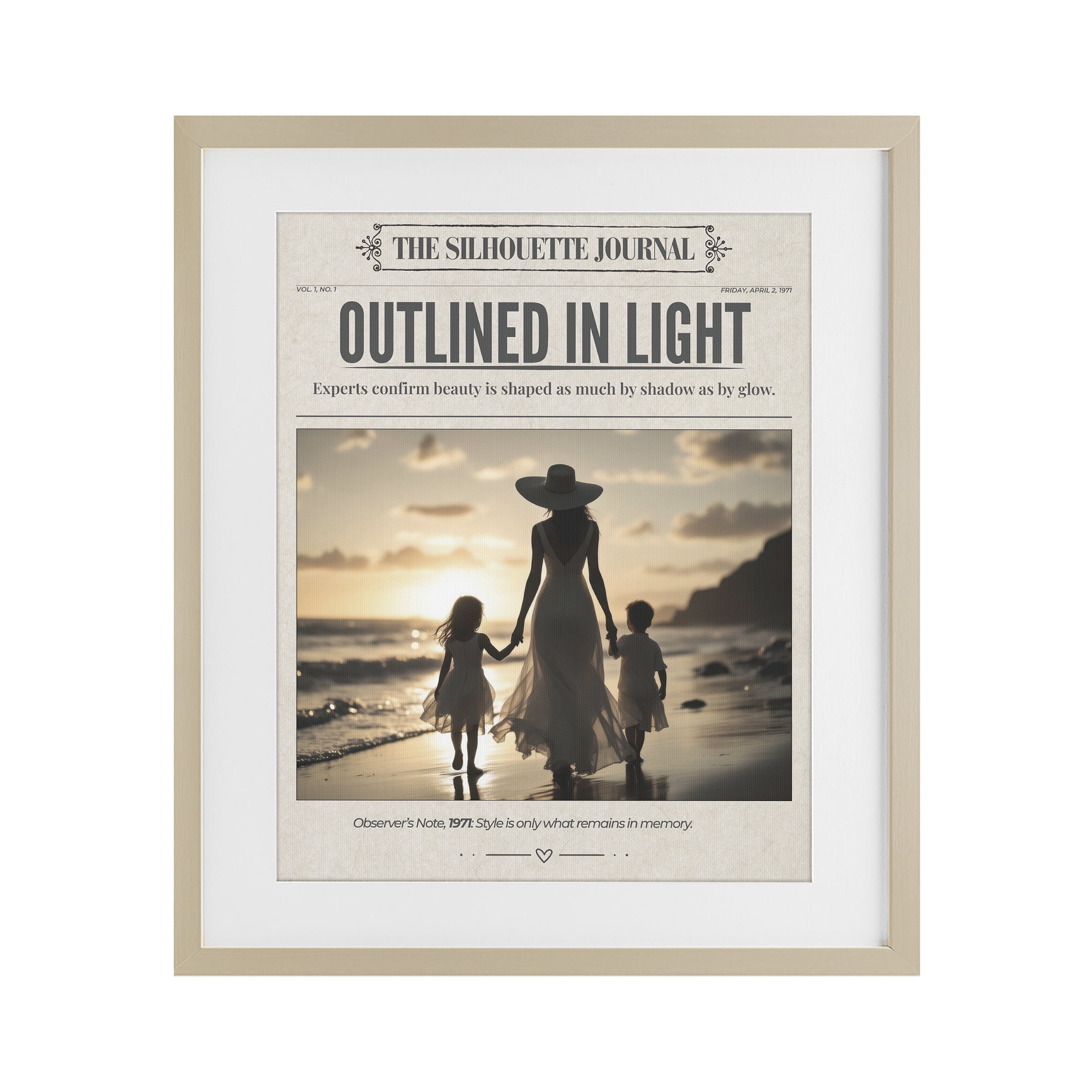Stupell Industries Outlined In Light Newspaper Birch Framed Print Under Glass, design by A Barefoot Stylist