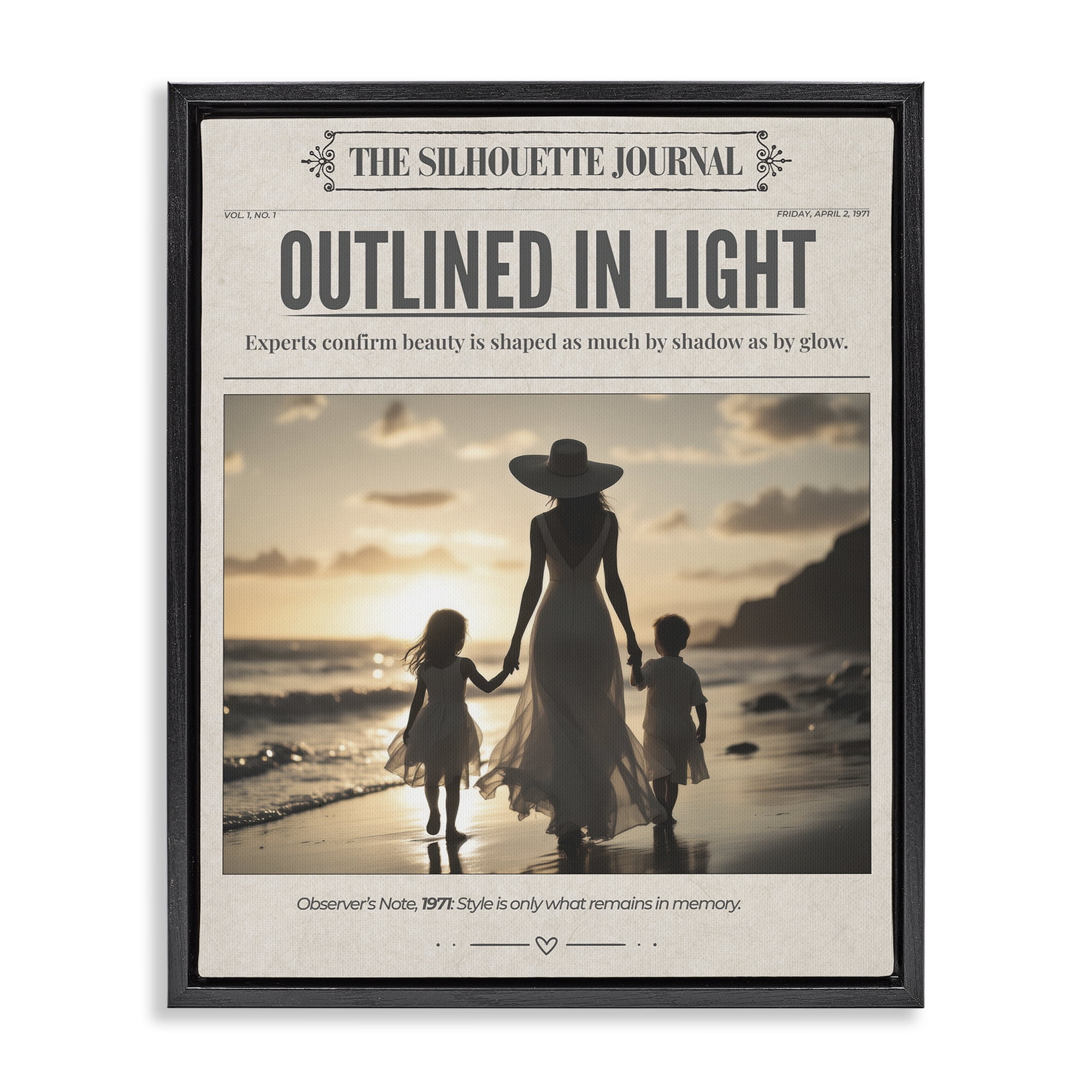 Stupell Industries Outlined In Light Newspaper Black Framed Floater Canvas Wall Art, design by A Barefoot Stylist