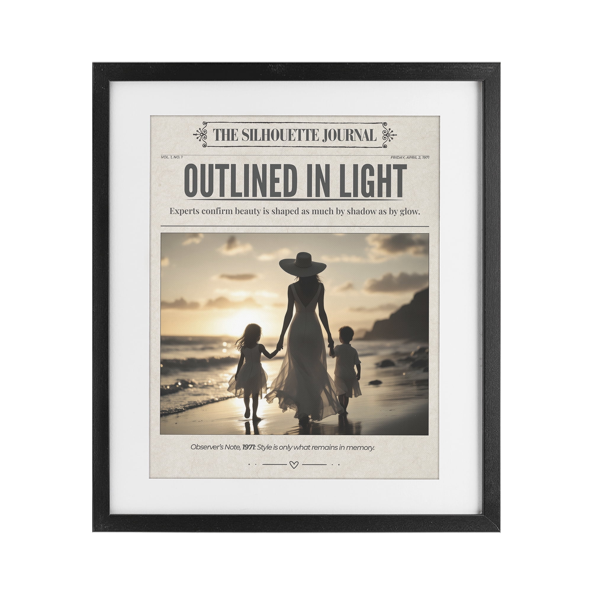 Stupell Industries Outlined In Light Newspaper Black Framed Print Under Glass, design by A Barefoot Stylist