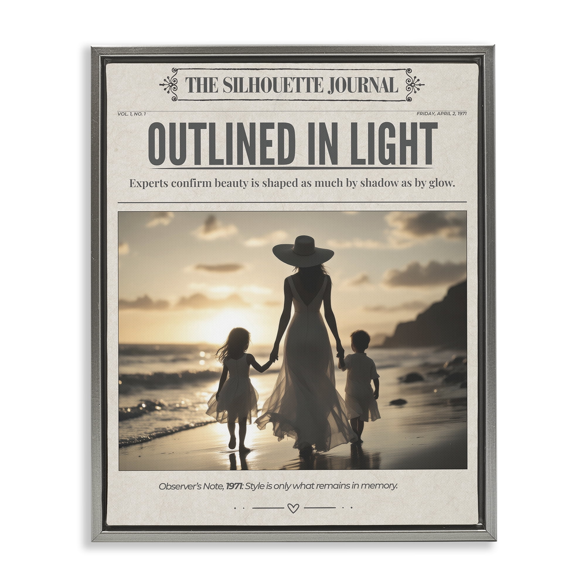 Stupell Industries Outlined In Light Newspaper Gray Framed Floater Canvas Wall Art, design by A Barefoot Stylist
